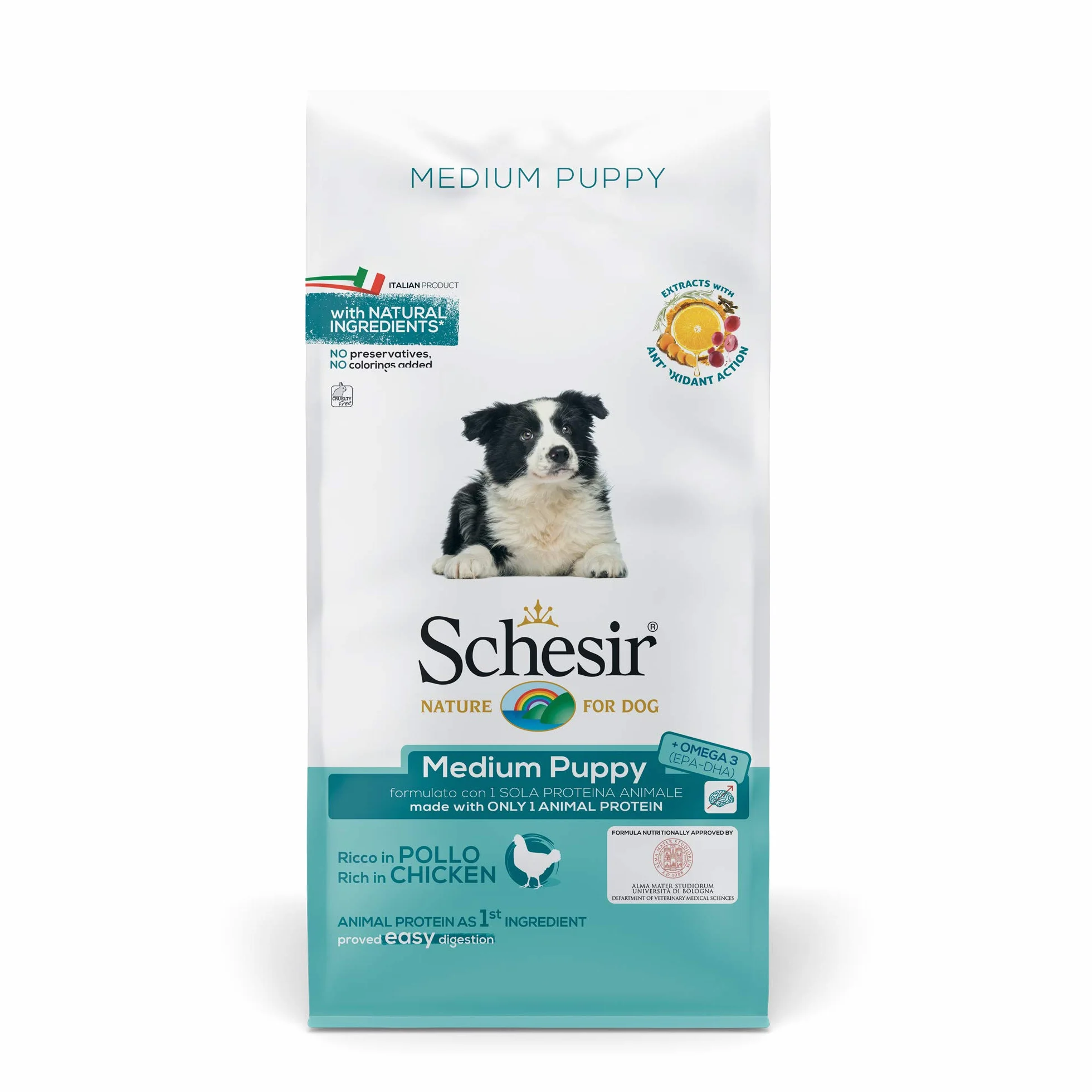 Schesir Cibo Secco per Cani Cuccioli Media Taglia Pollo 12kg