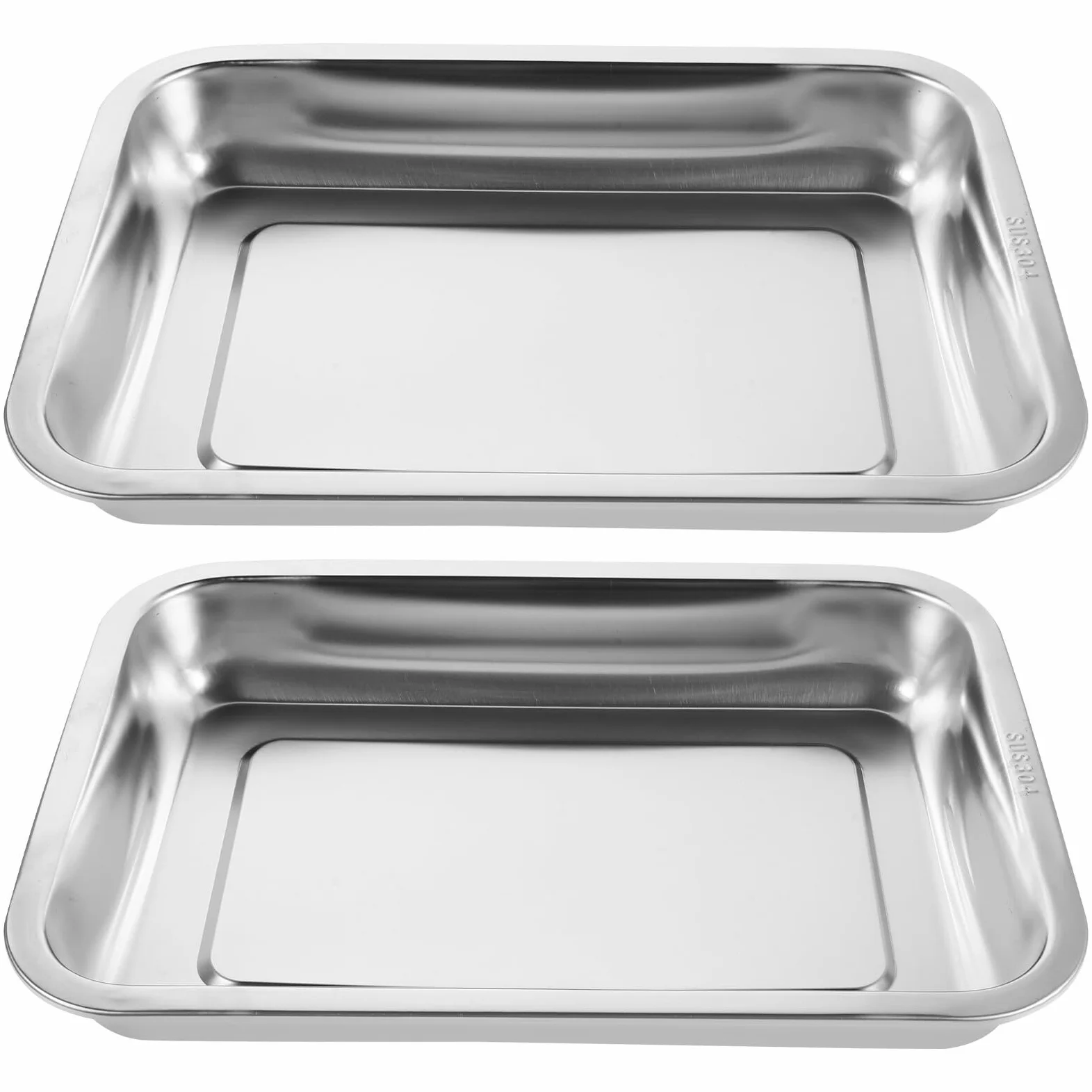 HEMOTON Lettiera per Gatti in Acciaio Inossidabile 304 Profonda 32X22X48 CM Set 2 Pezzi Bordi Alti Design Antiodore e Antiaderente Adatta per Gattini Piccoli Spazi e Viaggi