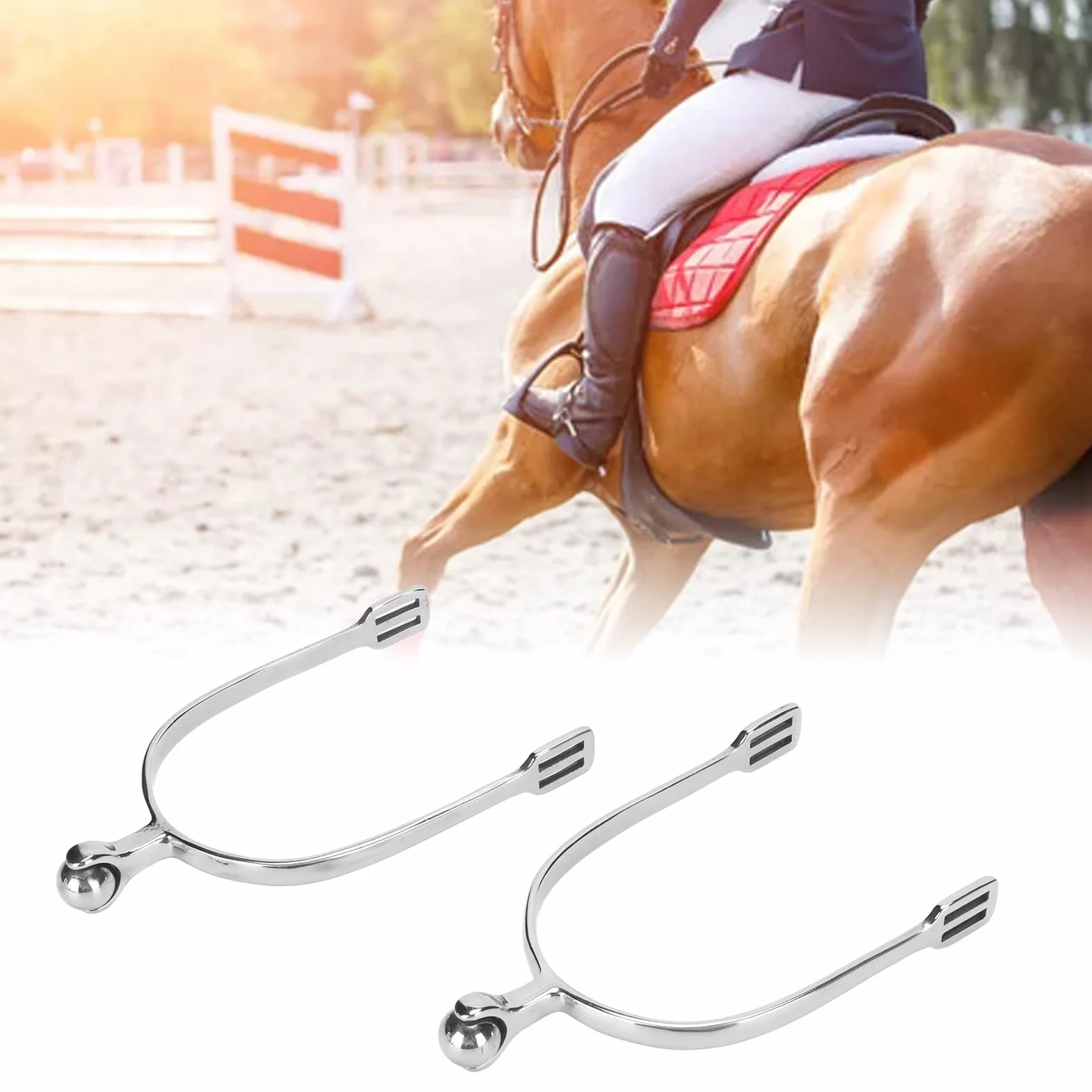 SYH&AQYE Speroni a Rullo, Speroni con Testa di Cavallo, Sperone Inglese in Acciaio Inossidabile Lucido Leggero per Stivali da Equitazione Uomo Donna Cavaliere Amanti Dell'Equitazione