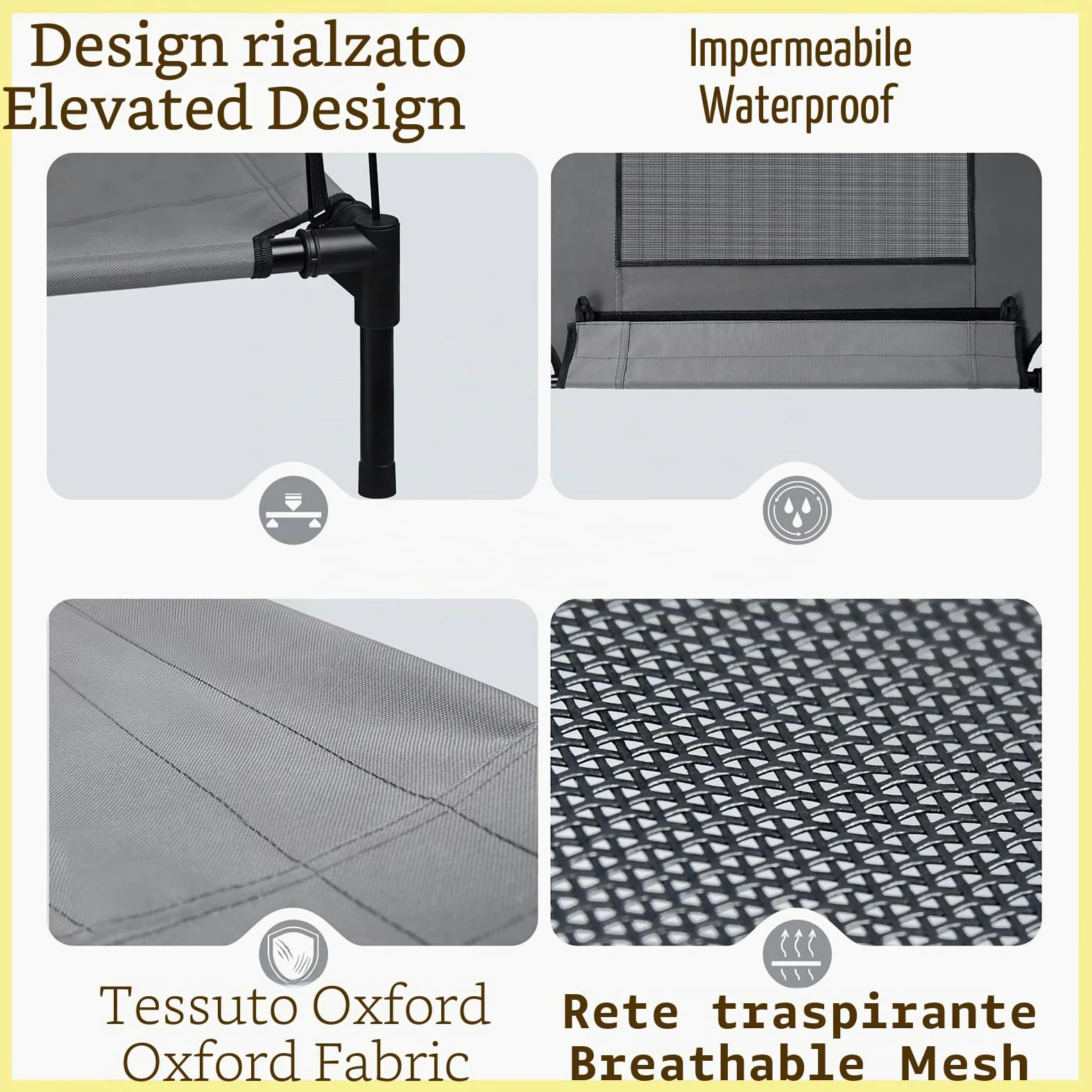 ACXIN Cuccia per cani con baldacchino, lettino per cani e gatti, per esterni, con tessuto rialzato, traspirante e taffetà fino a 50 kg (L, 92 x 76 x 92 cm)