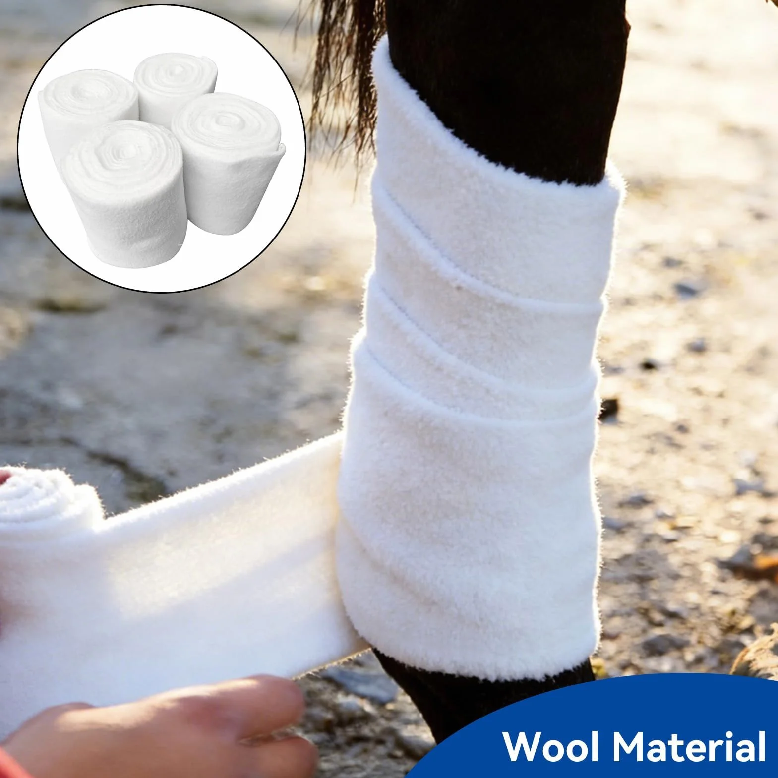 Agatige Bendaggi per Gambe per Cavalli, 4 Rotoli di Fasciatura per Le Gambe del Cavallo Addensato Supporto per Fasciatura della Gamba del Cavallo Attrezzatura Equestre(Bianco)