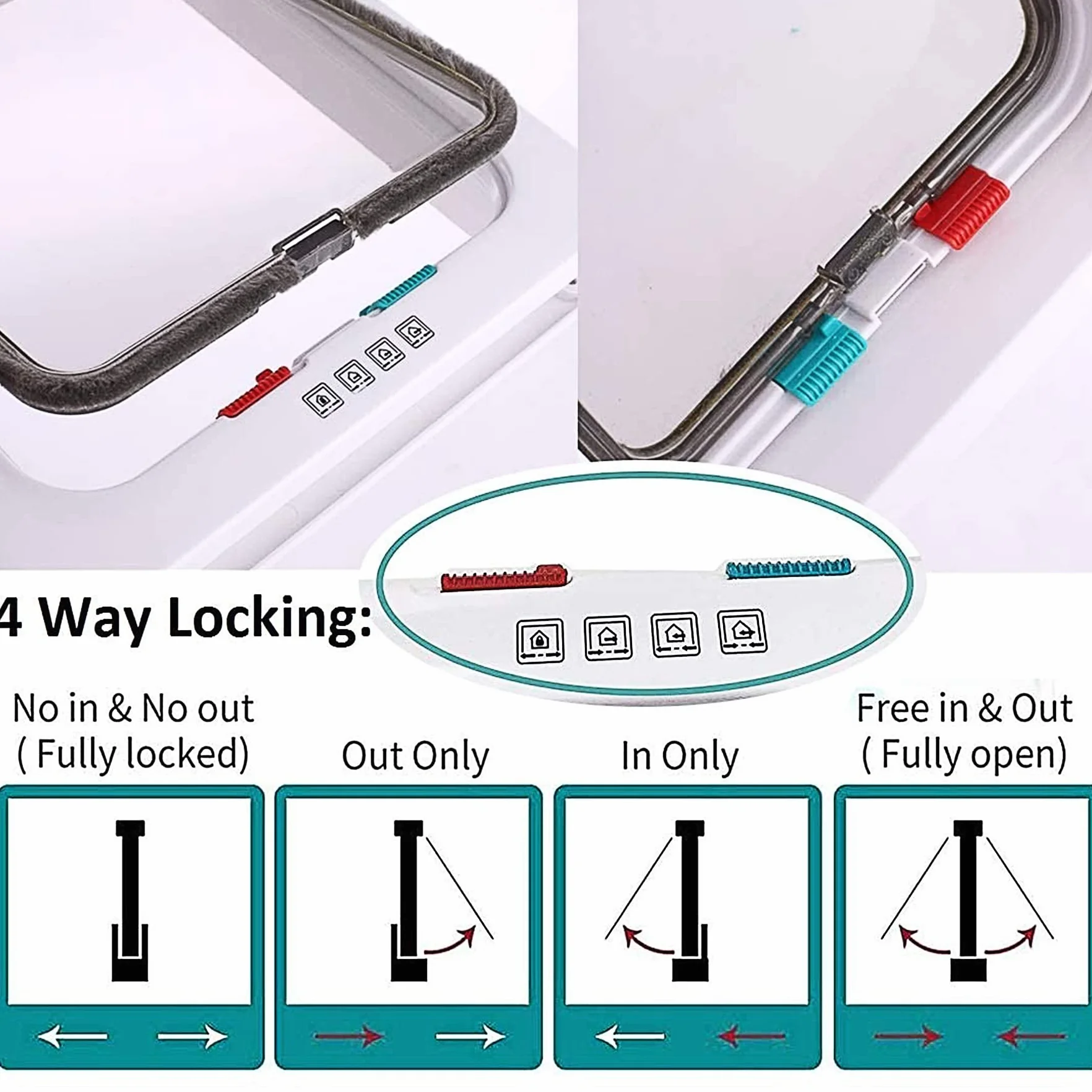 Gatto con chiusura a 4 vie, porta per animali domestici, gatto/cane con tunnel