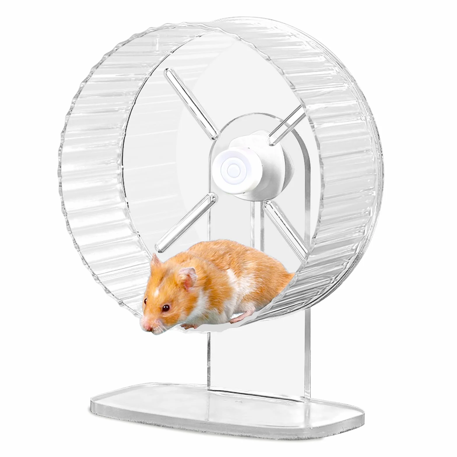 BORDEAG Ruota Silenziosa per Criceti, 21 cm, Silenziosa, per Criceti, Gerbil, Topi, Piccoli Animali Domestici (Trasparente)