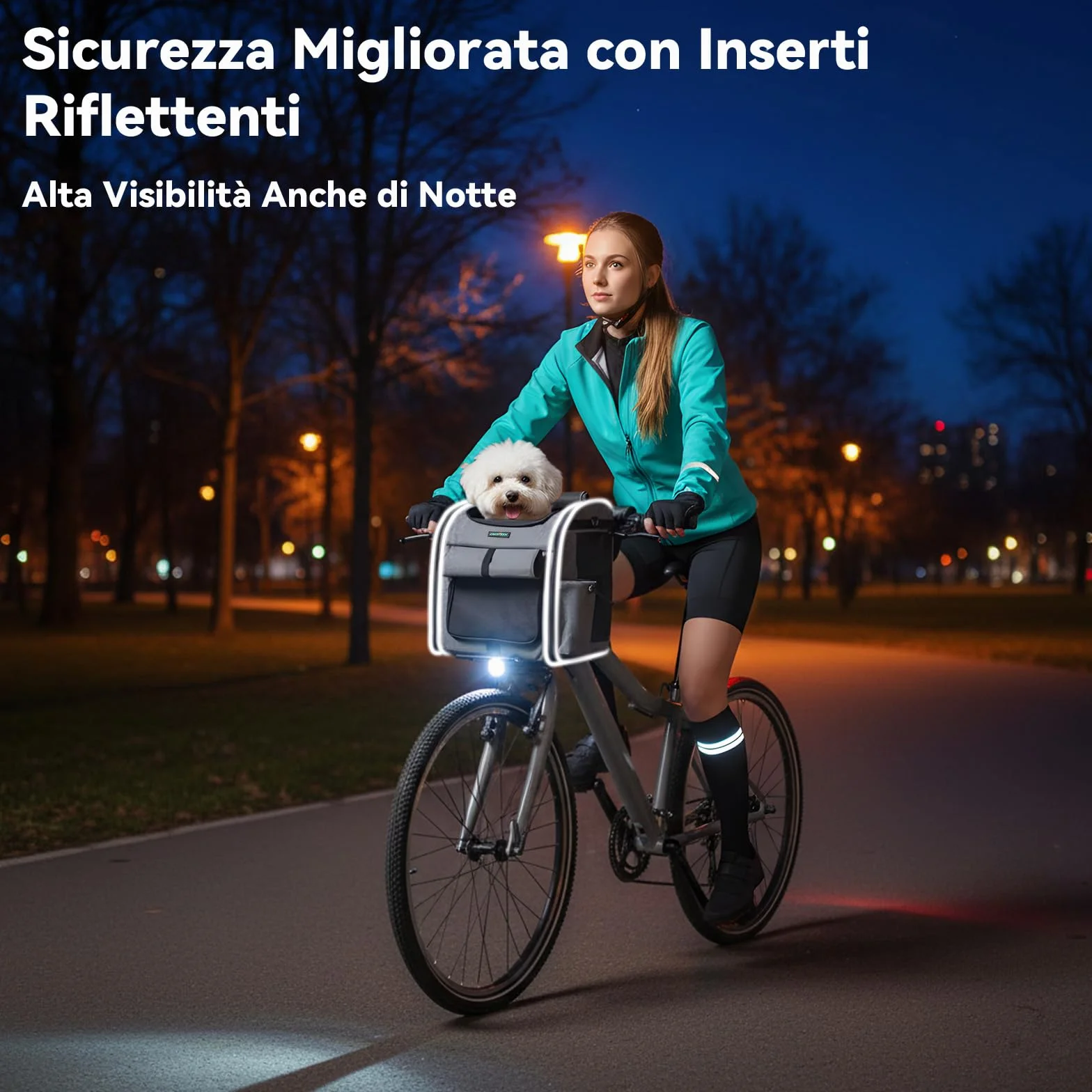 Cestino anteriore per cani, 4 in 1, pieghevole, per animali domestici, borsa a tracolla, sedile auto con supporto a L resistente, diametro 3,38 cm, cuscino impermeabile e strisce riflettenti