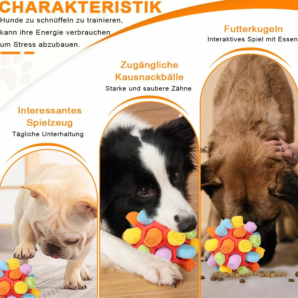 Voarge Palla da annusare per cani, Giocattolo da annusare, Addestramento slow food, Gioco per cuccioli resistente ai morsi, Giocattolo per l'intelligenza, Palla alimentare, Addestramento odori per can