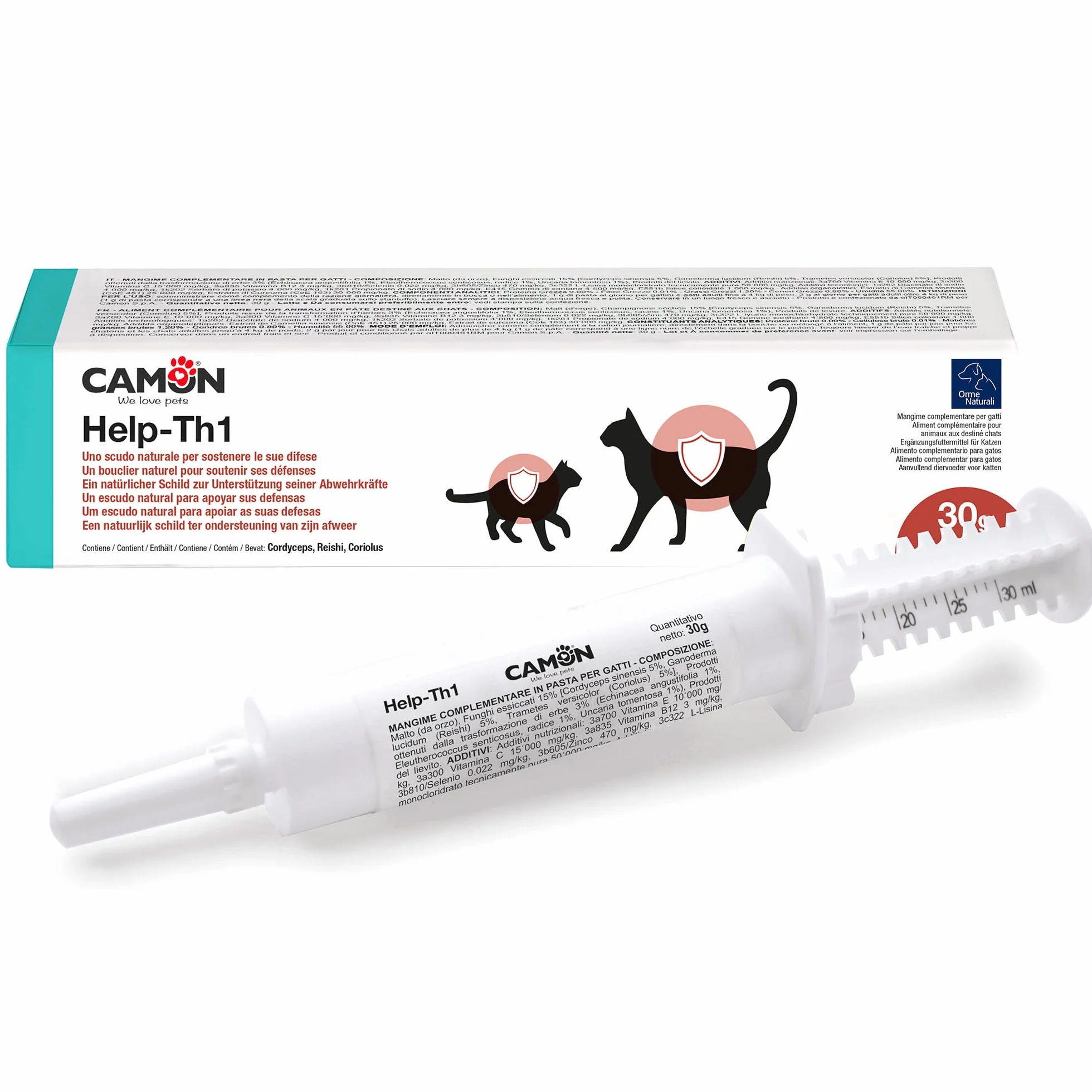 CAMON | HELP-TH1 Pasta in Siringa, Alimento Complementare per Sostenere le Difese Immunitarie di Gatti, 30g