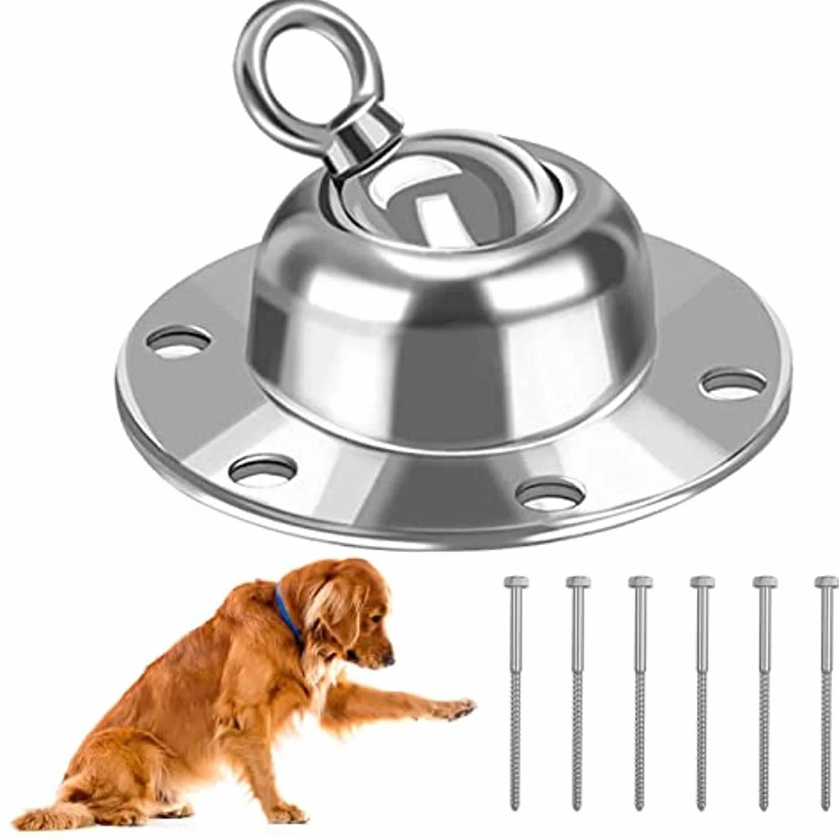 Gancio per cani girevole a 360°, resistente, resistente alla ruggine, per cani da 680,4 kg di forza di trazione, per cortile e campeggio all'aperto