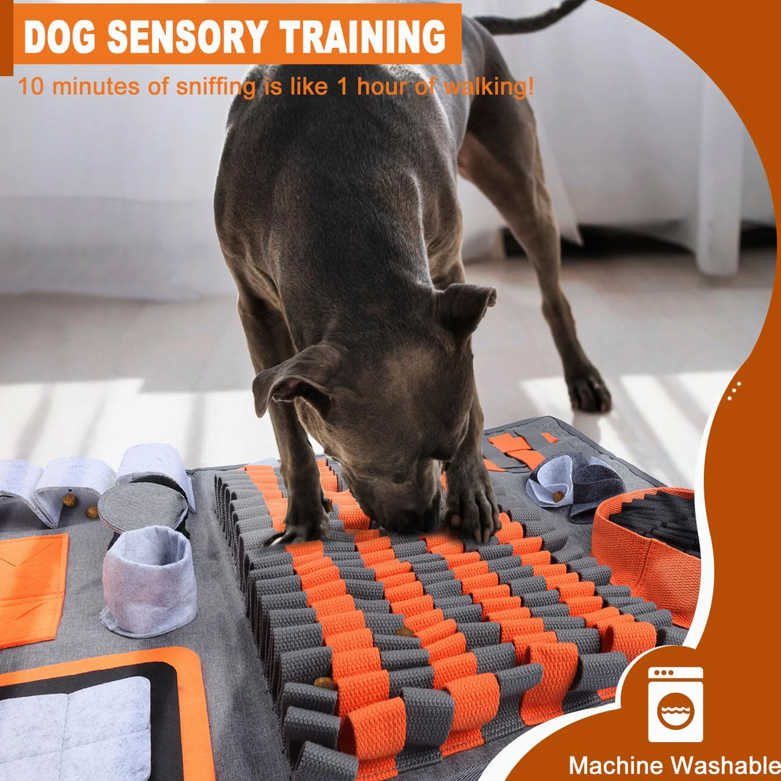 Tappeto Olfattivo Cane, Giochi per Cani Tappeti Interattivi Tappetino Olfattivo per Cani Sniffing Mat Intelligenza Lavabile (Arancione)