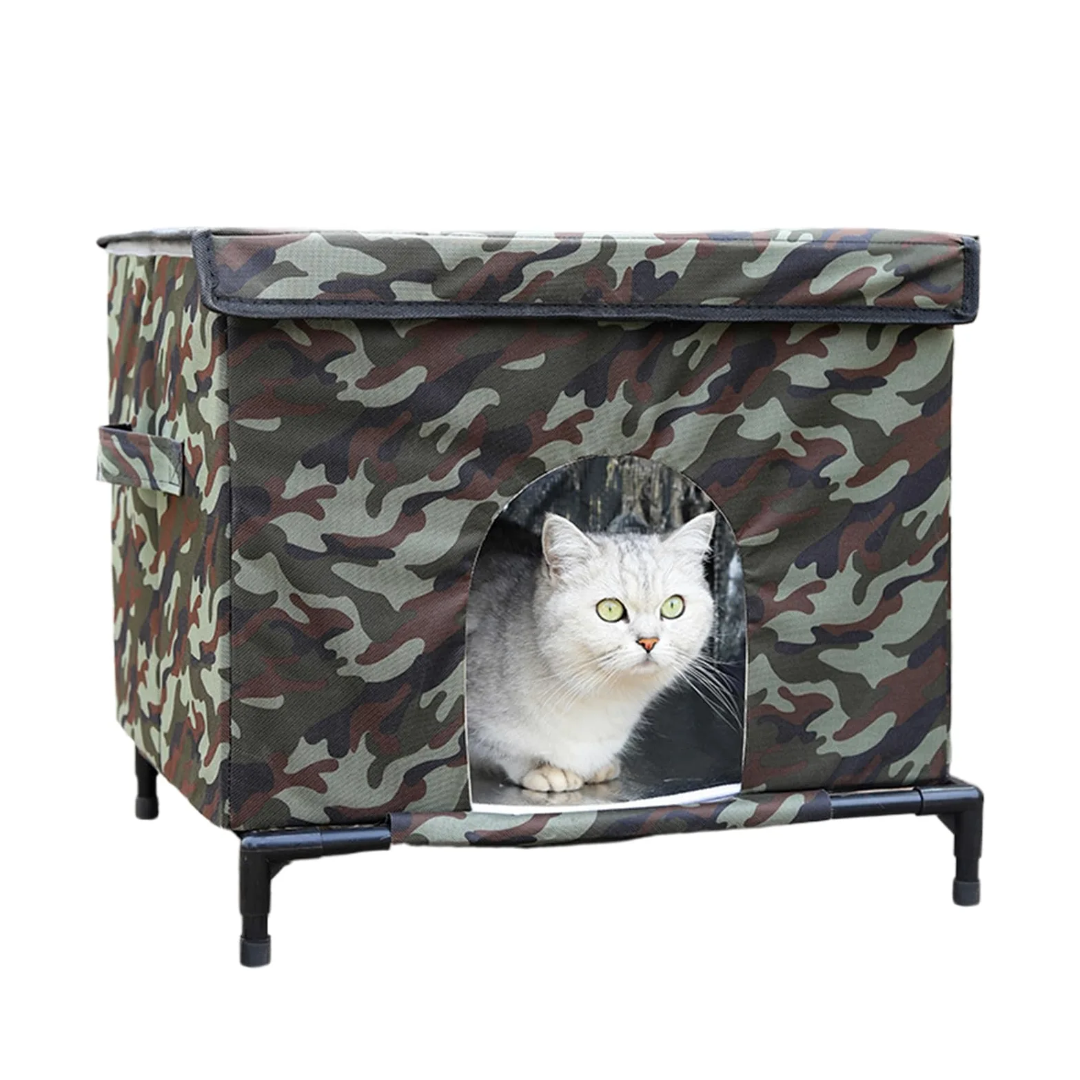 Case Per Gatti Da Esterno Tenda Isolata E Calda | Casa Esterna per Gatti con Base Sollevata e Finestra Trasparente per Inverno Adatto Per Cani Conigli Animali Inverno Patio