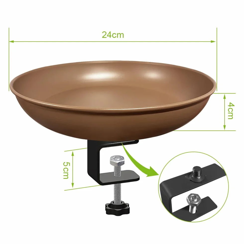Oneshlee Abbeveratoio per uccelli, balcone, ringhiera, resistente all'inverno, bagno per uccelli da giardino