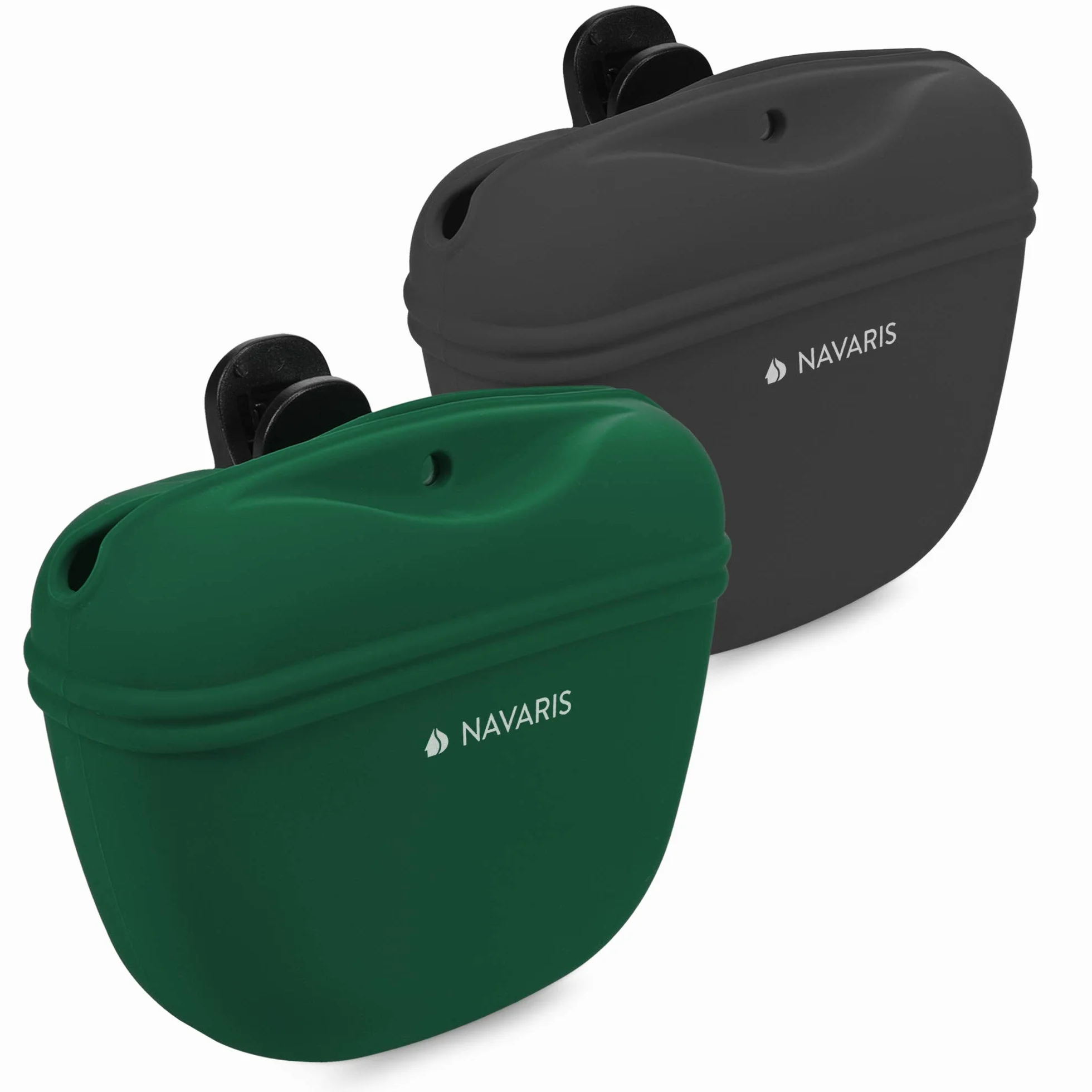 Navaris 2X Borse Croccantini Cani - Sacchetta Ricompense per Addestramento Passeggiata Cane - Tasca Porta-Oggetti Silicone 12,8x10,7x4,8cm