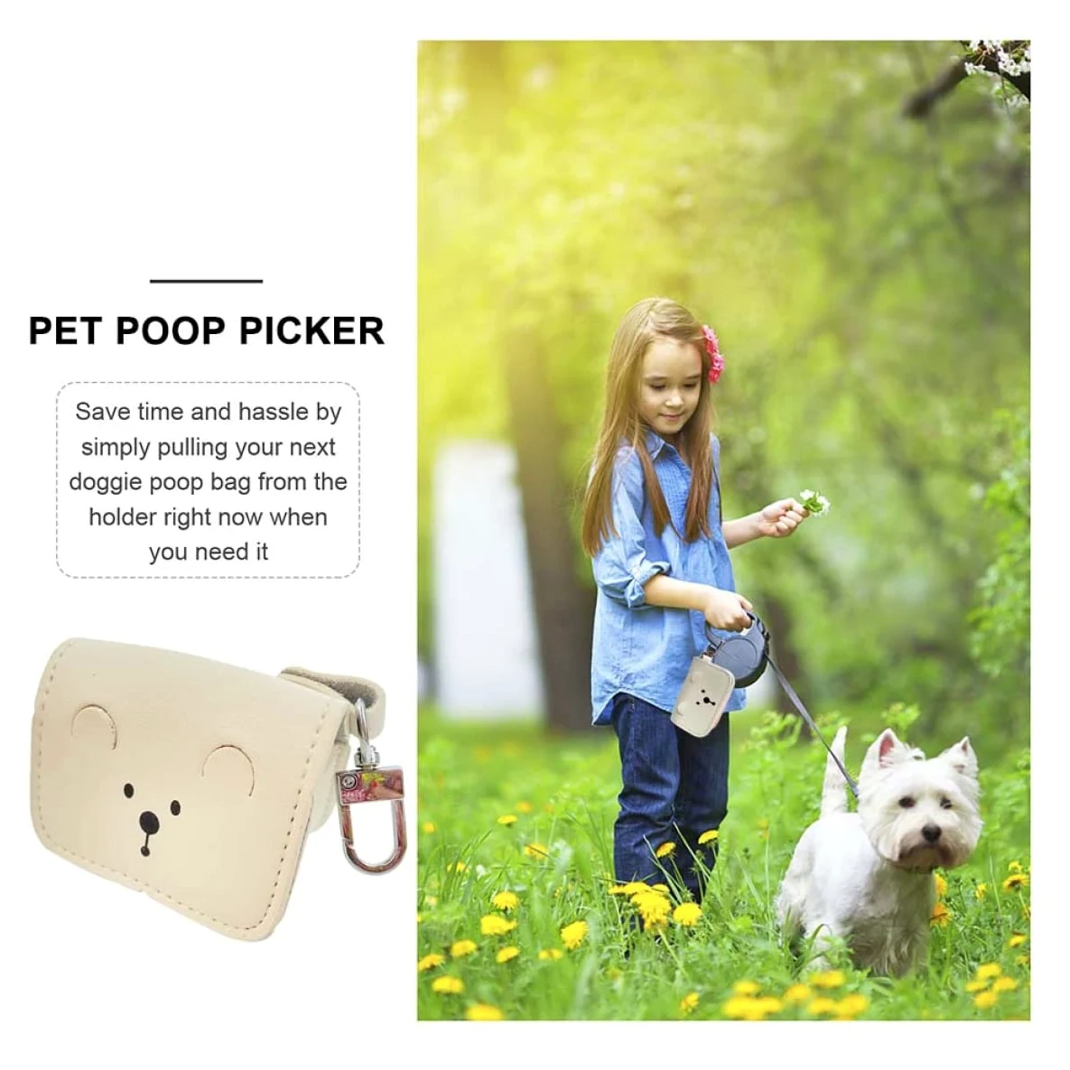 Didiseaon Sacchetto per Escrementi di Cane Robusto Sacchetto per Escrementi di Cane Borsa Portaoggetti Portatile Stile Coreano Orso Uso Duraturo