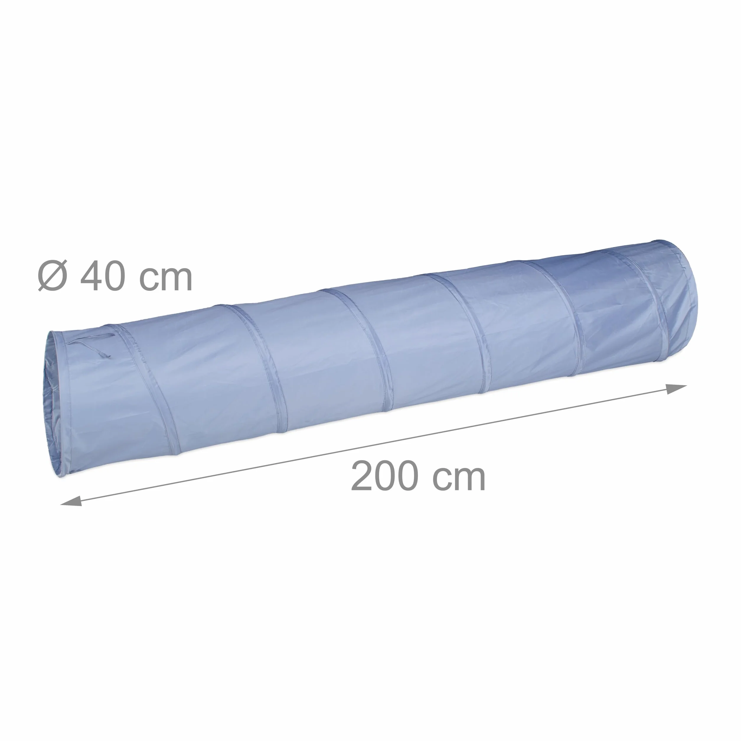 Relaxdays Tunnel per Cani, Tubo da 200 cm Pieghevole, Attrezzatura Agility Dog, Addestramento a Ostacoli, Ø 40cm, Grigio
