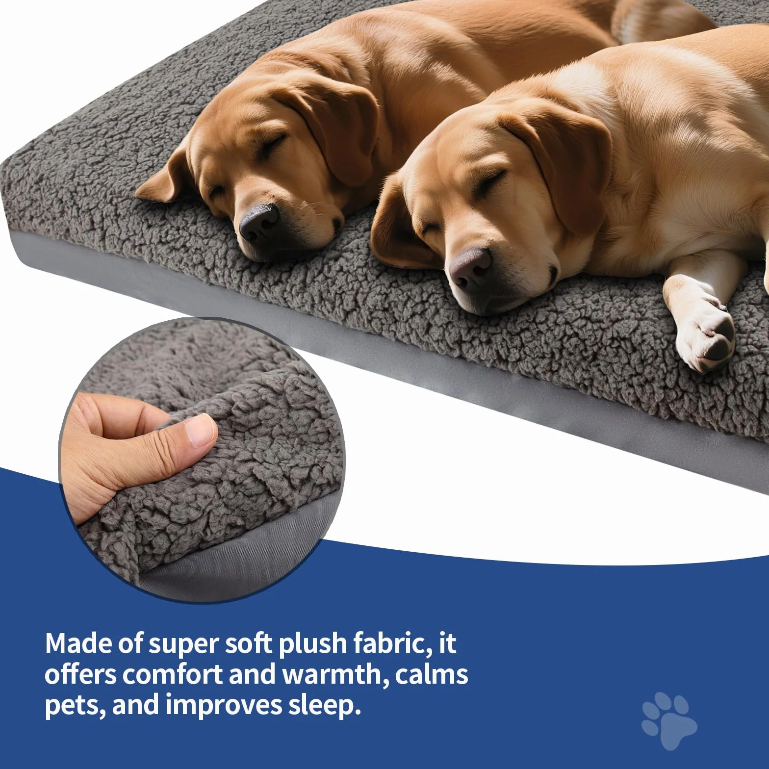 Coprimaterasso di Ricambio Impermeabile per Cani | Felpa Suave, Rimovibile & Lavabile | Solo Copertura | per Tappetino, Materasso Cani e Divano, Almohadilla,Coprisedili Cuccia(Grigio, 44" x 35" x 6")