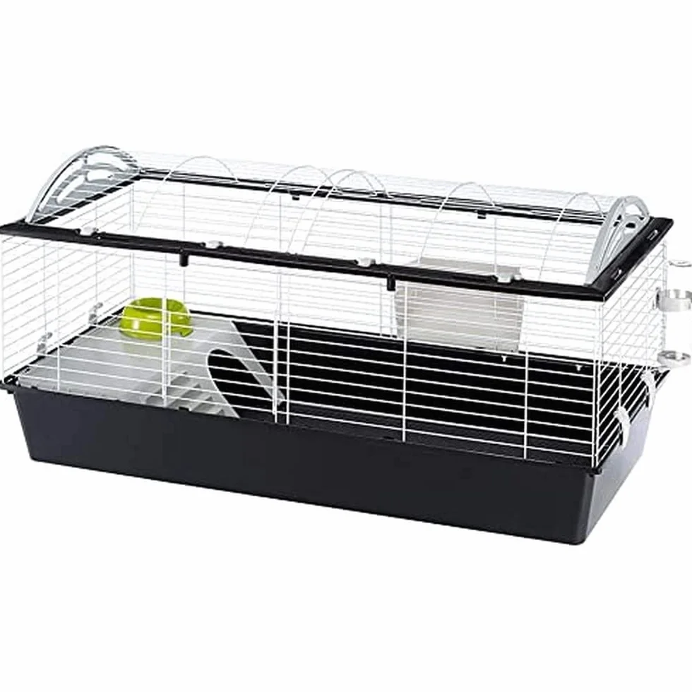 FERPLAST Gabbia Roditori CASITA 120 per Conigli, Cavie, Porcellini d'India, in Metallo, Accessori inclusi: Mangiatoia, Beverino, Ciotola, Casetta, Scaletta. 119x58xh60cm