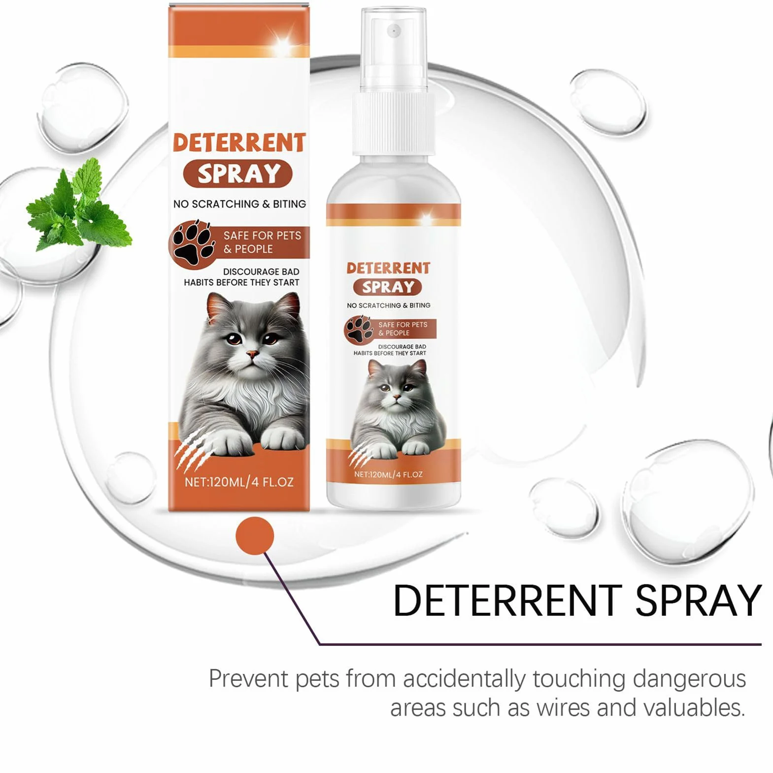 Spray anti gatto – 120 ml Pet Training Spray | Barriera a lunga durata comportamentale allenamento per pavimenti, piante, tappeti, divani, esterni, interni, gattini