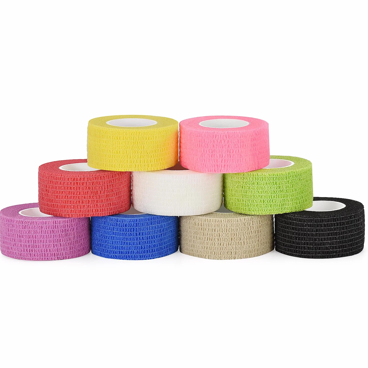 Benda Elastica Coesiva Bendaggio Adesiva Coesiva Garza Autoadesiva Bende Nastro Crossfit Pet Vet Wrap Benda Elastica Salvapelle Fasciature Sportivo per Mani, Piedi, Ginocchia 2.5cm x 4.5m