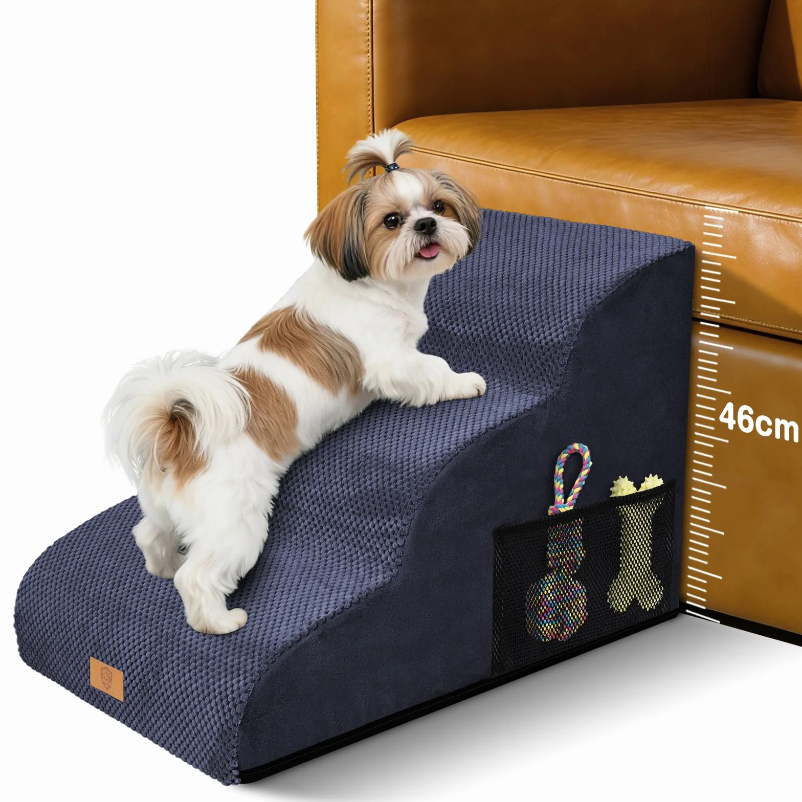 Zvonema Scaletta per Cani Antiscivolo 3 Gradini,Scaletta per Animali, per cani e gatti, portatile, rimovibile, con rivestimento lavabile, Rampa per Cani in spugna,Portata Fino a 23 kg
