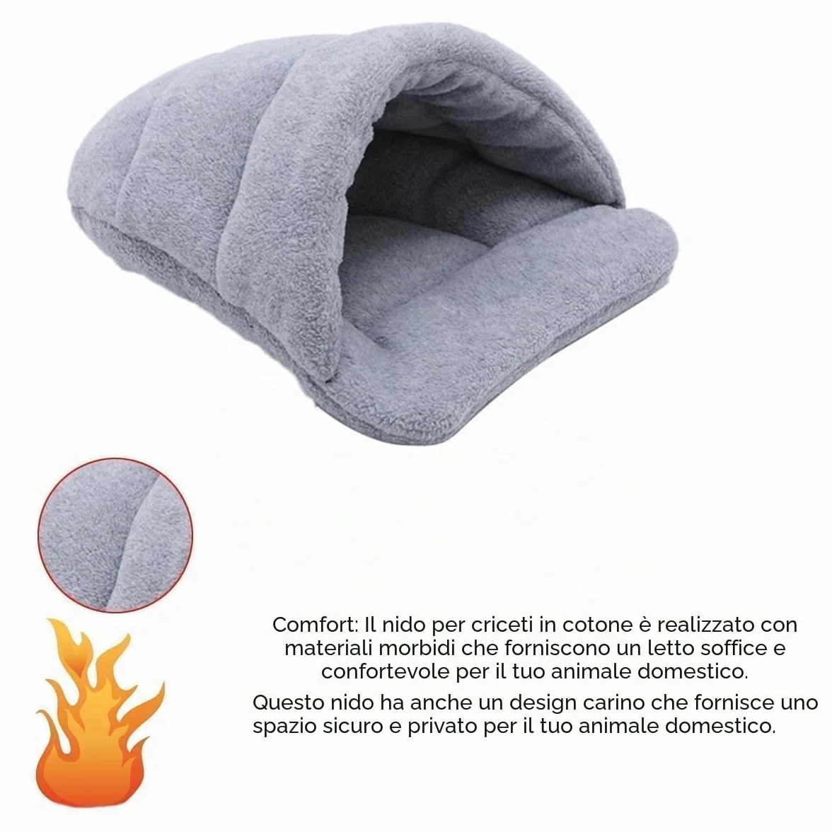 Lettopercriceto, Lettodicriceto, LettodiCricetoCasa, Lettodiporcellino d'India, LettoPerPorcellino d'India, CricetoLettoGrotta, adatto per conigli nani, piccole tane di peluche (Grigio)