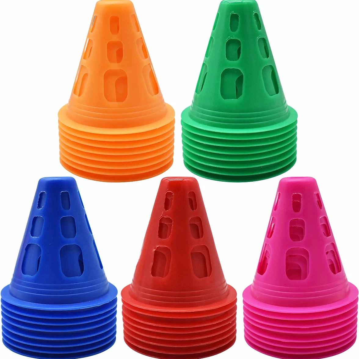 Slalom Coni di Allenamento, 40 Pezzi Sport Coni di Addestramento Set Coni Sport Cono di Traffico Colorato del Mucchio di Pattinaggio per Bambini Sport Addestramento del Cane
