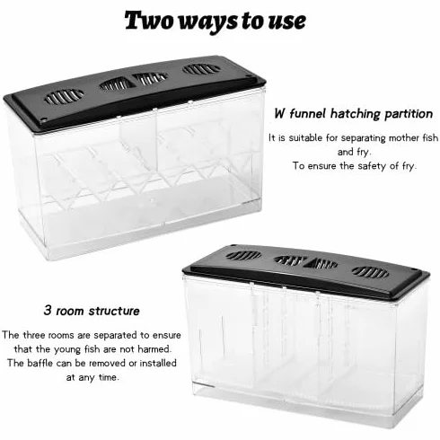 Amexo Sala Parto Acquario, 1,5 L Trasparente Acquario Acquario per Pesci Rossi Scatolaper Incubatrice per Gamberetti Guppy