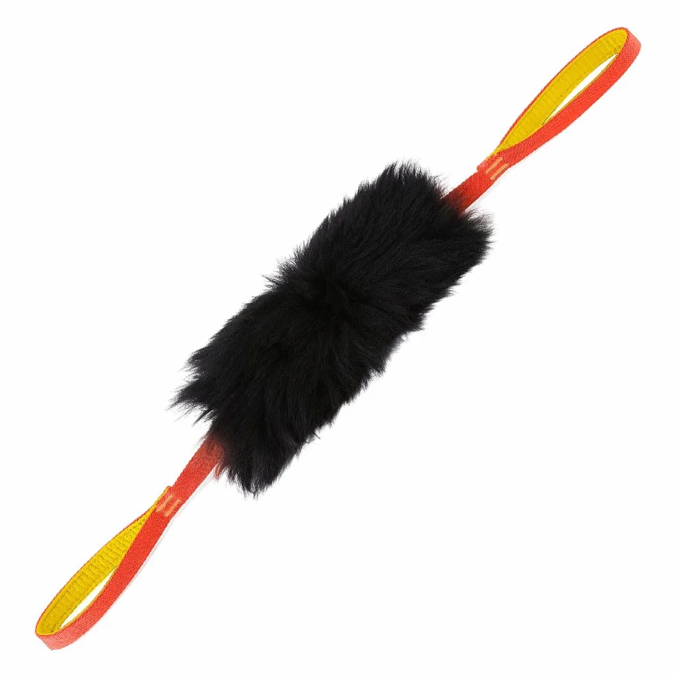 HOWGO Giocattolo per cani – Doppio manico per cani Bungee Chaser Toy 100% pelle di pecora, odore di pecora, giocattolo per tutte le razze (arancione, grande)