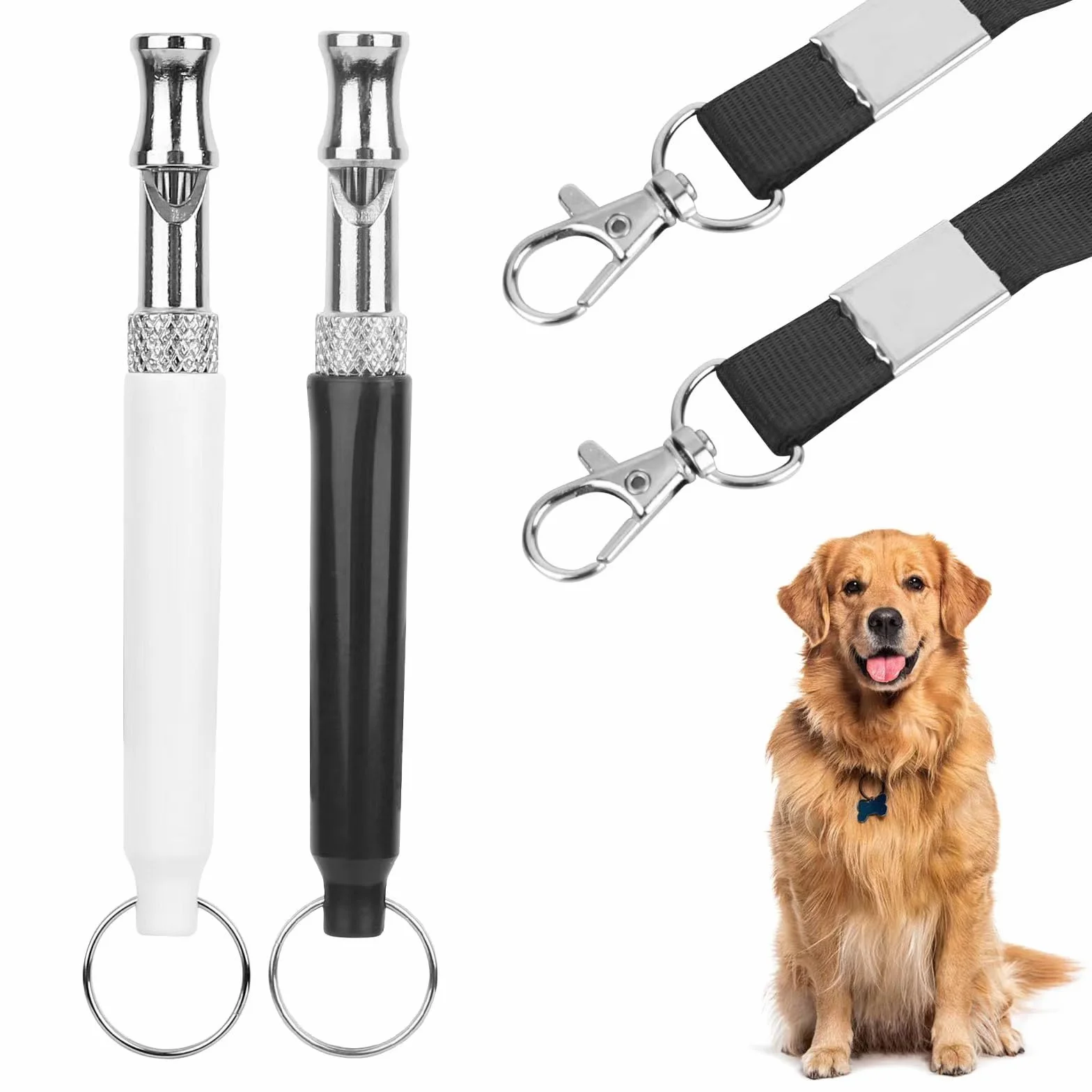 2 Pack Fischietto per Cani,Fischietto per Addestramento Cani di Alta qualità con Cordino Regolabile e Frequenza Ottimizzata,Silenzioso Fischietto Ultrasuoni per Cani,