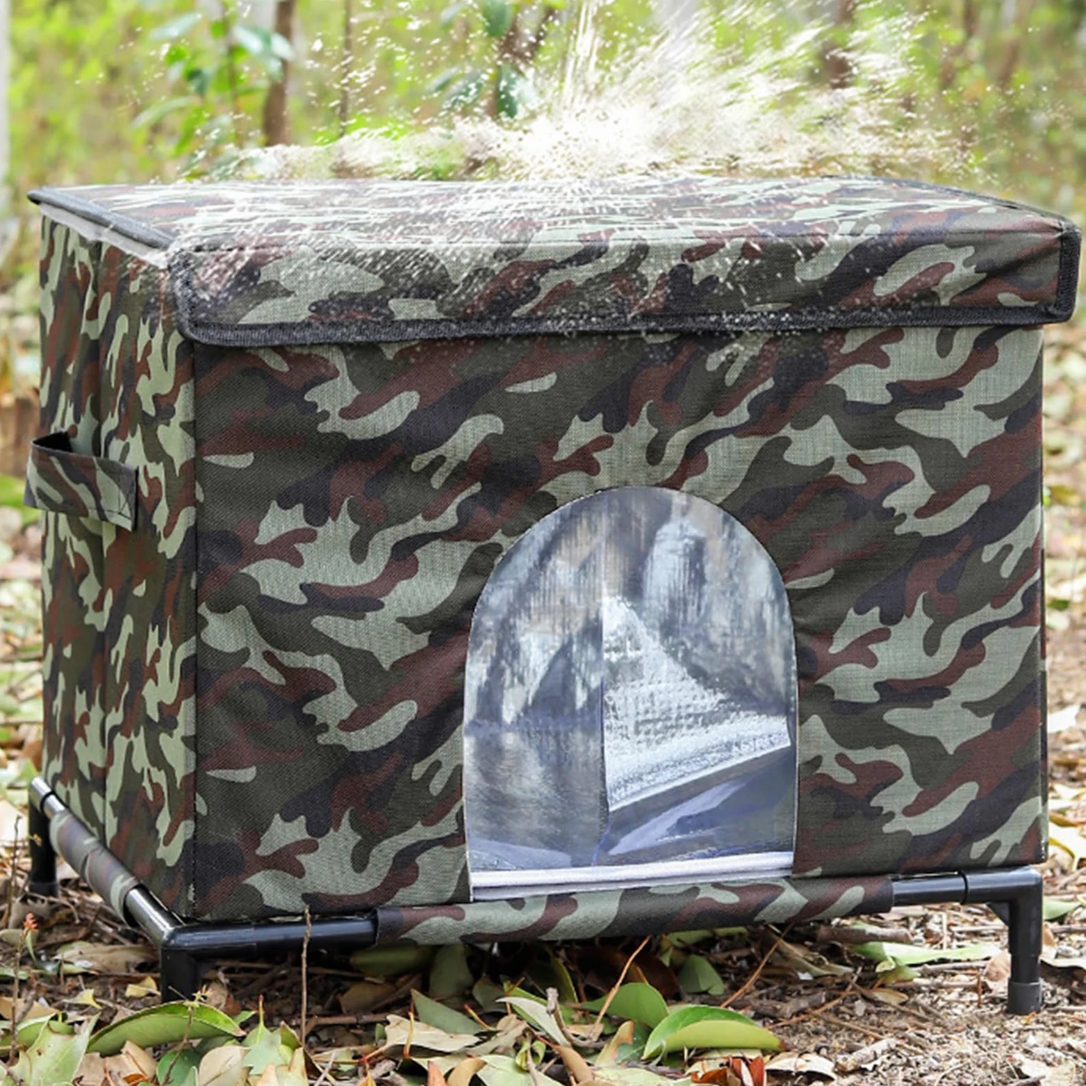 Case Per Gatti Da Esterno Tenda Isolata Impermeabile e Calda | Casa Esterna per Gatti con Base Sollevata e Finestra Trasparente per Inverno Adatto Per Cane Gallina Coniglio Inverno Clima