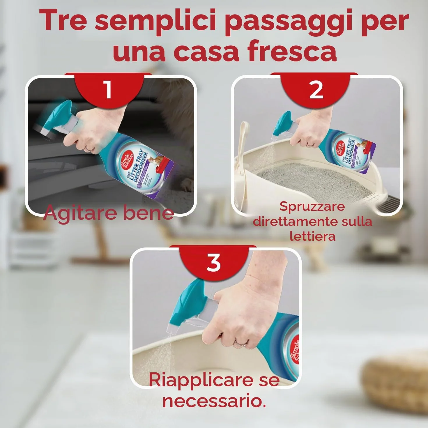 Simple Solution Eliminatore di odori per lettiere per Gatti con Pulizia enzimatica, 500 ml