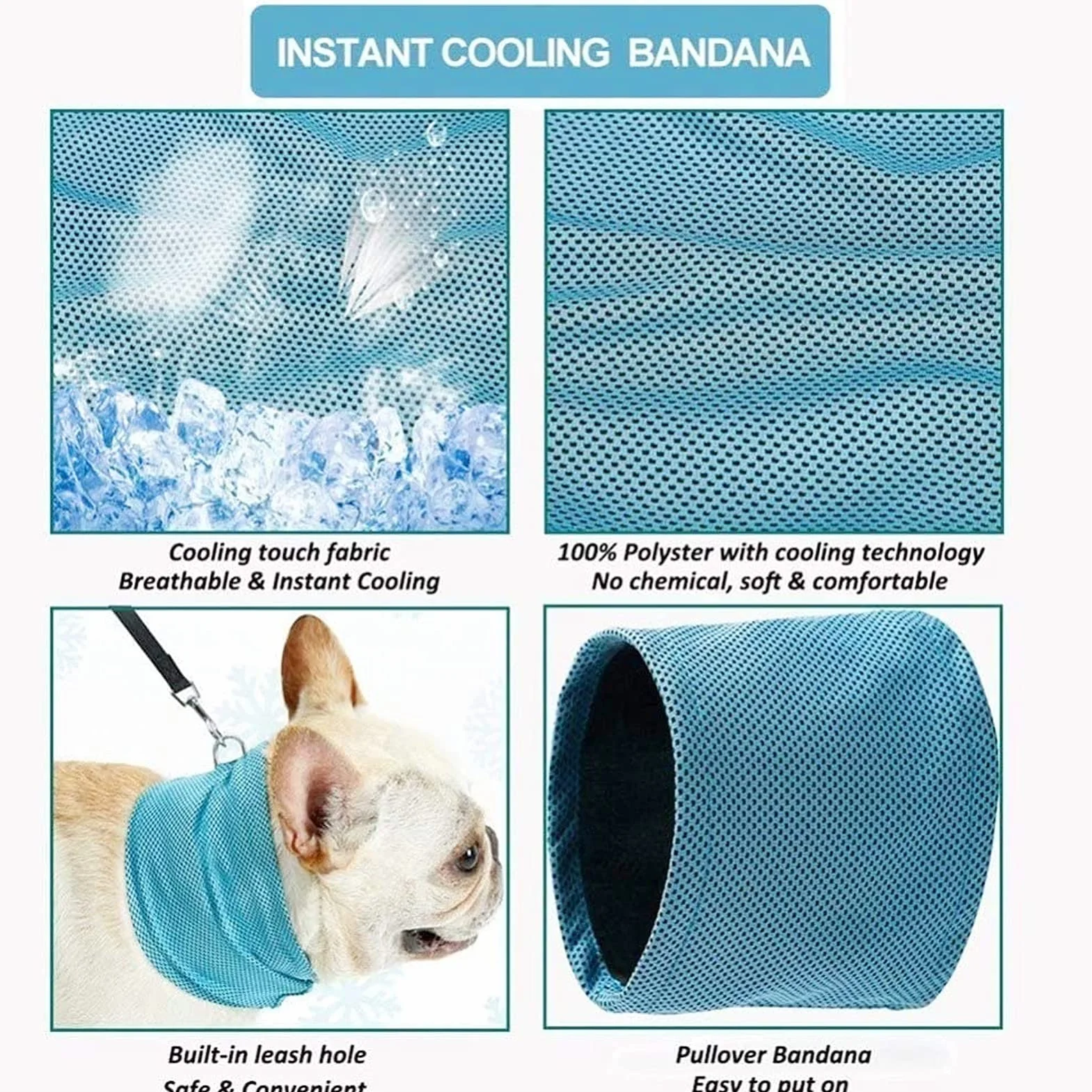 Bandana Raffreddamento per Cani Collare Rinfrescante Blu L
