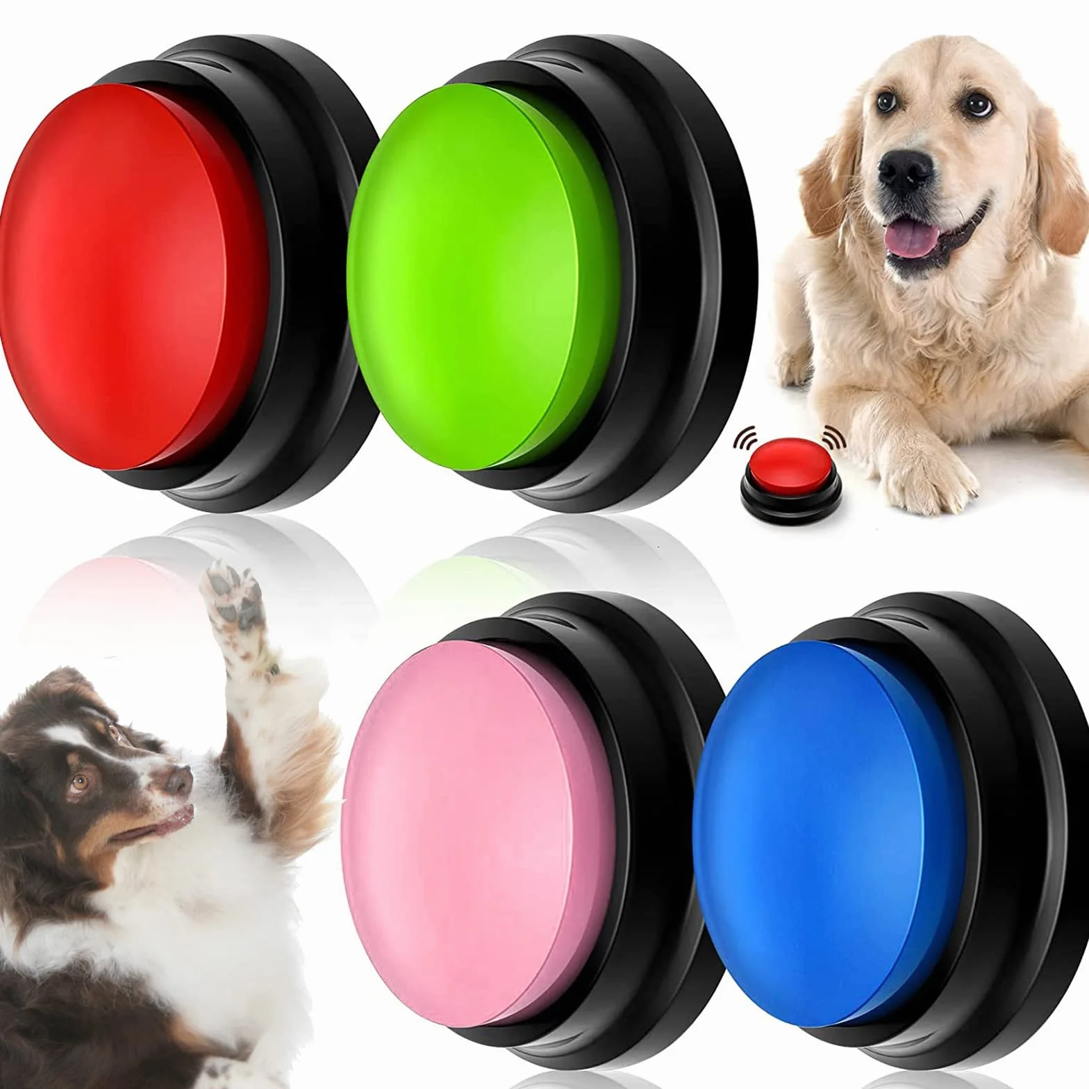 TNSLAND Pulsanti per Cani Parlanti e Allenamento - Giochi Interattivi, Buzzer Button - Confezione da 4
