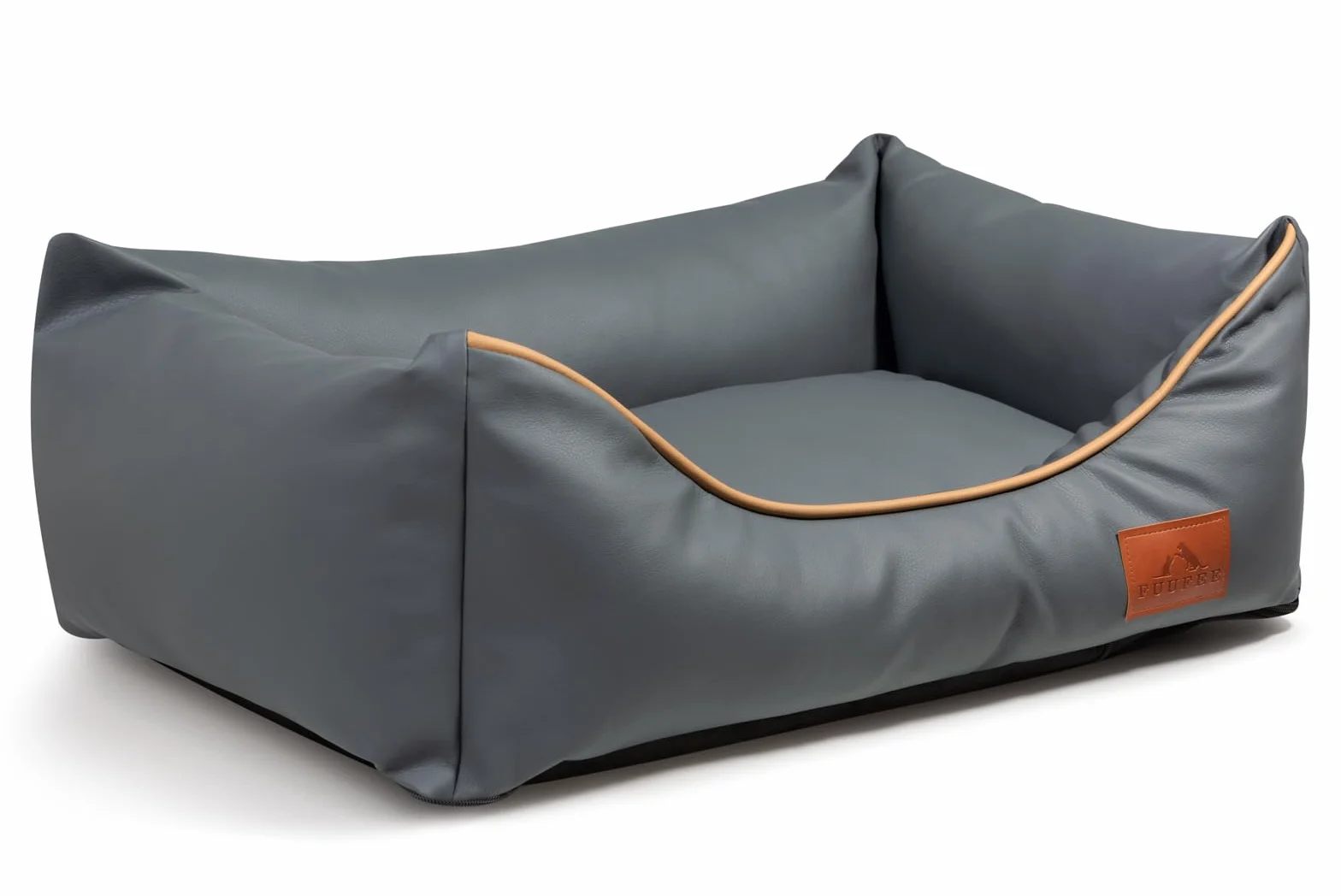 Divano Chic: cuccia per animali di lusso | ecopelle impermeabile, rivestimento rimovibile | taglie S, M, L | Perfetto per cani e gatti (fumoso, L (100 x 80 cm)