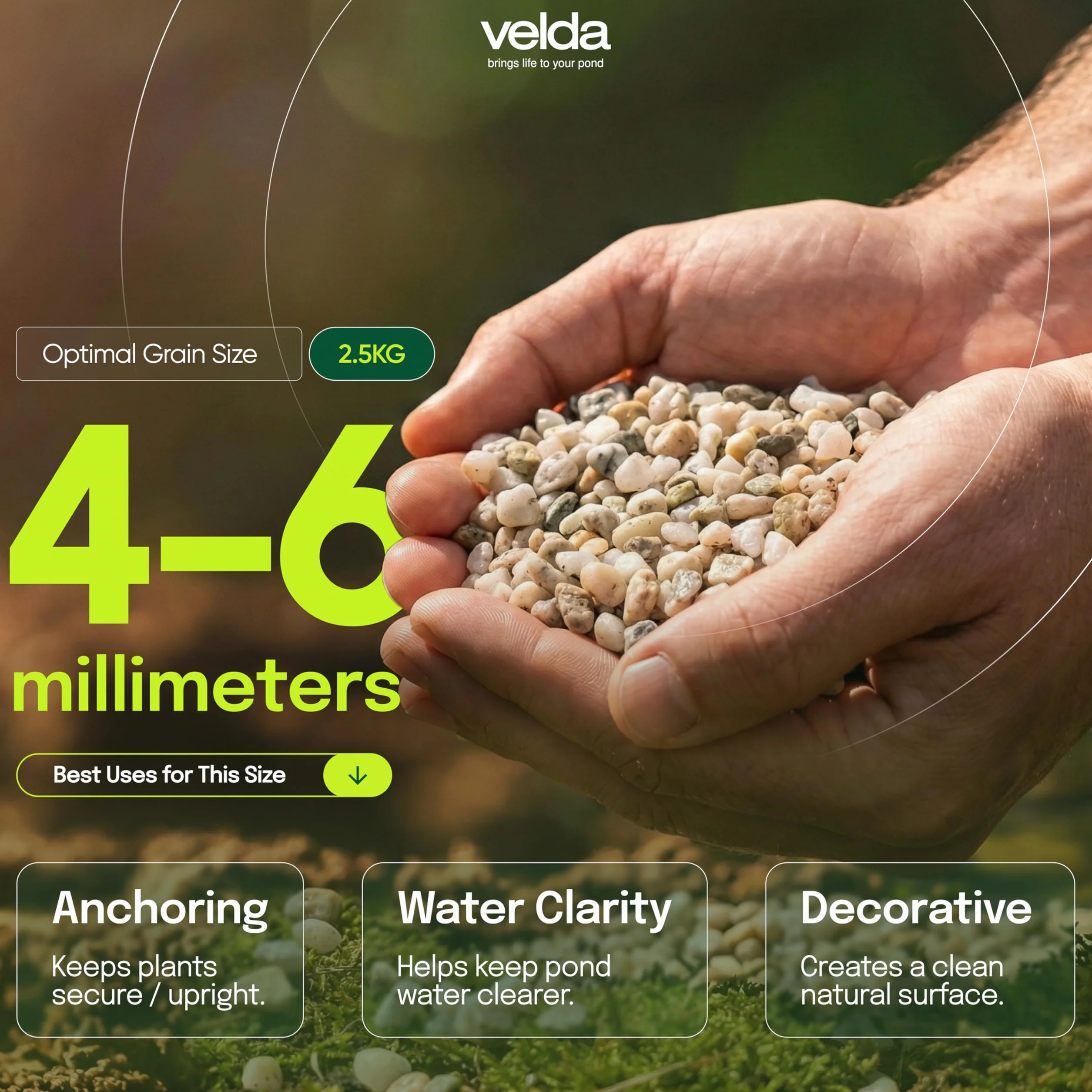 velda Grana di ghiaia da 4/6 mm - Sacchetto da 2,5 kg