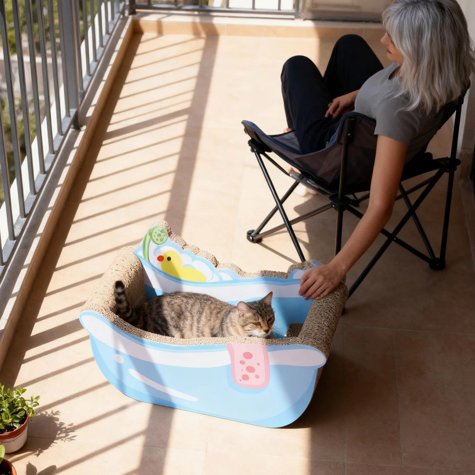 Cuccia Per Gatti Piccola Rilassante in Cartone Ondulato | Cuccia Calmante A Forma Di Vasca Da Bagno Per Animali Domestici Calmante Sonno Interno Decorazione Casa Soggiorno Balcone