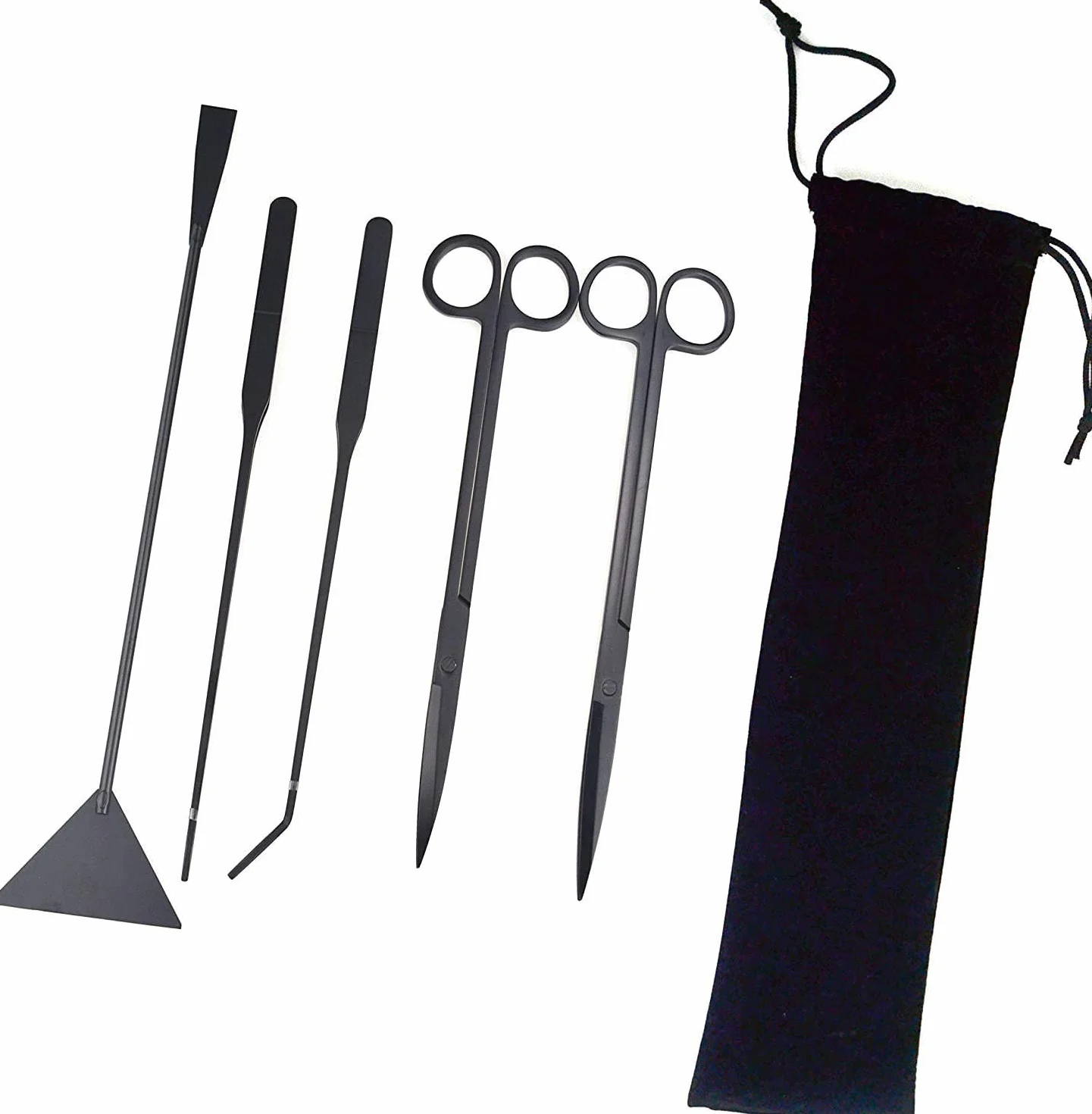 5 in 1 Acquario Aquascaping Kit in Acciaio Inox Acquario Acquario Pesci Serbatoio Piante Acquatico Pinzette Forbici Spatola Set Nero