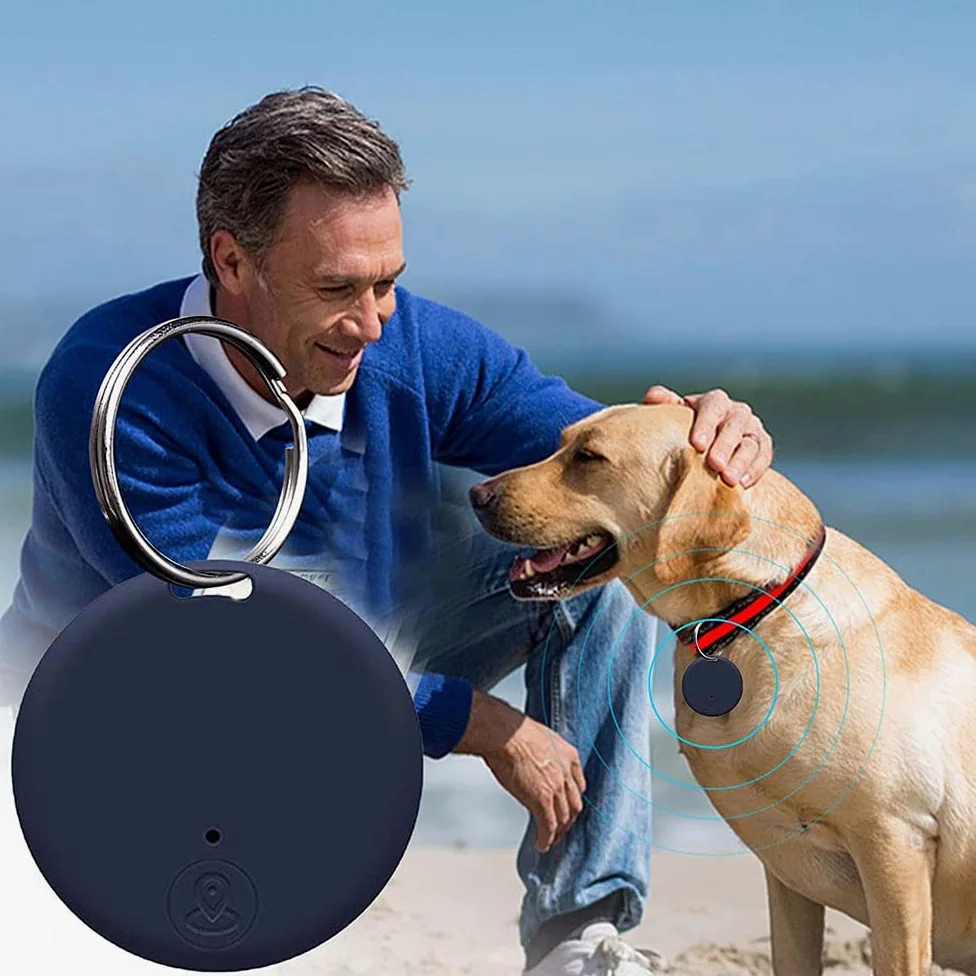 Localizzatore GPS portatile Bluetooth 5.0 con anello a strappo, dispositivo anti-perdita intelligente, dispositivo impermeabile, localizzatore di animali domestici per cani, gatti, portafogli,Blu