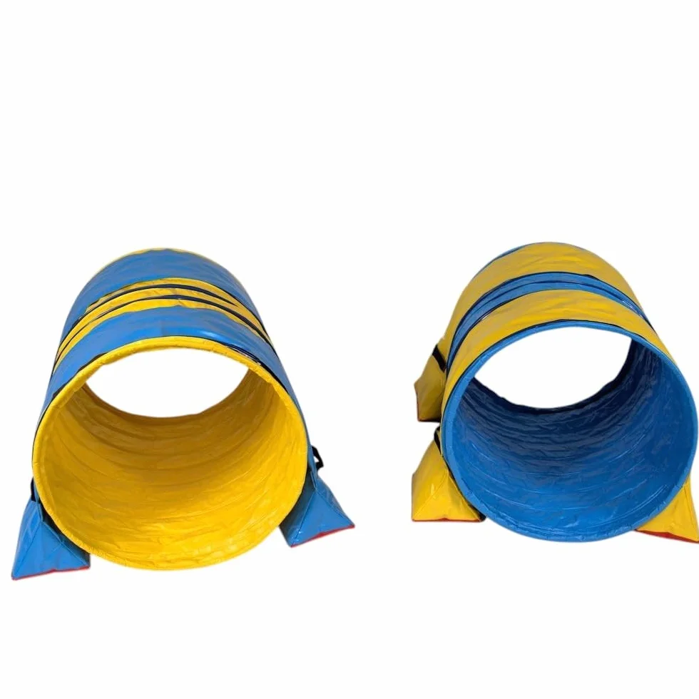 Callieway Hoopers Agility Tunnel Set "Profi" – Orig Tunnel Set per JAD (2 pezzi) per Hoopers & JAD Dog Sport (80 cm Ø 100 cm di lunghezza, blu/giallo)