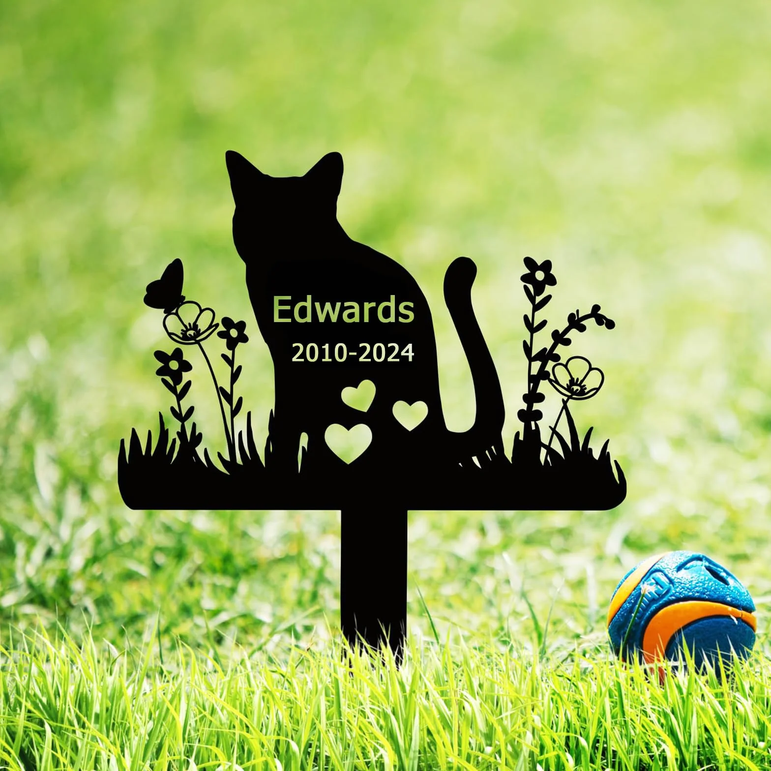 BeNsil Segnacolo Personalizzato per Tomba Animale Domestico, Palo Commemorativo Gatto Giardino Cimitero