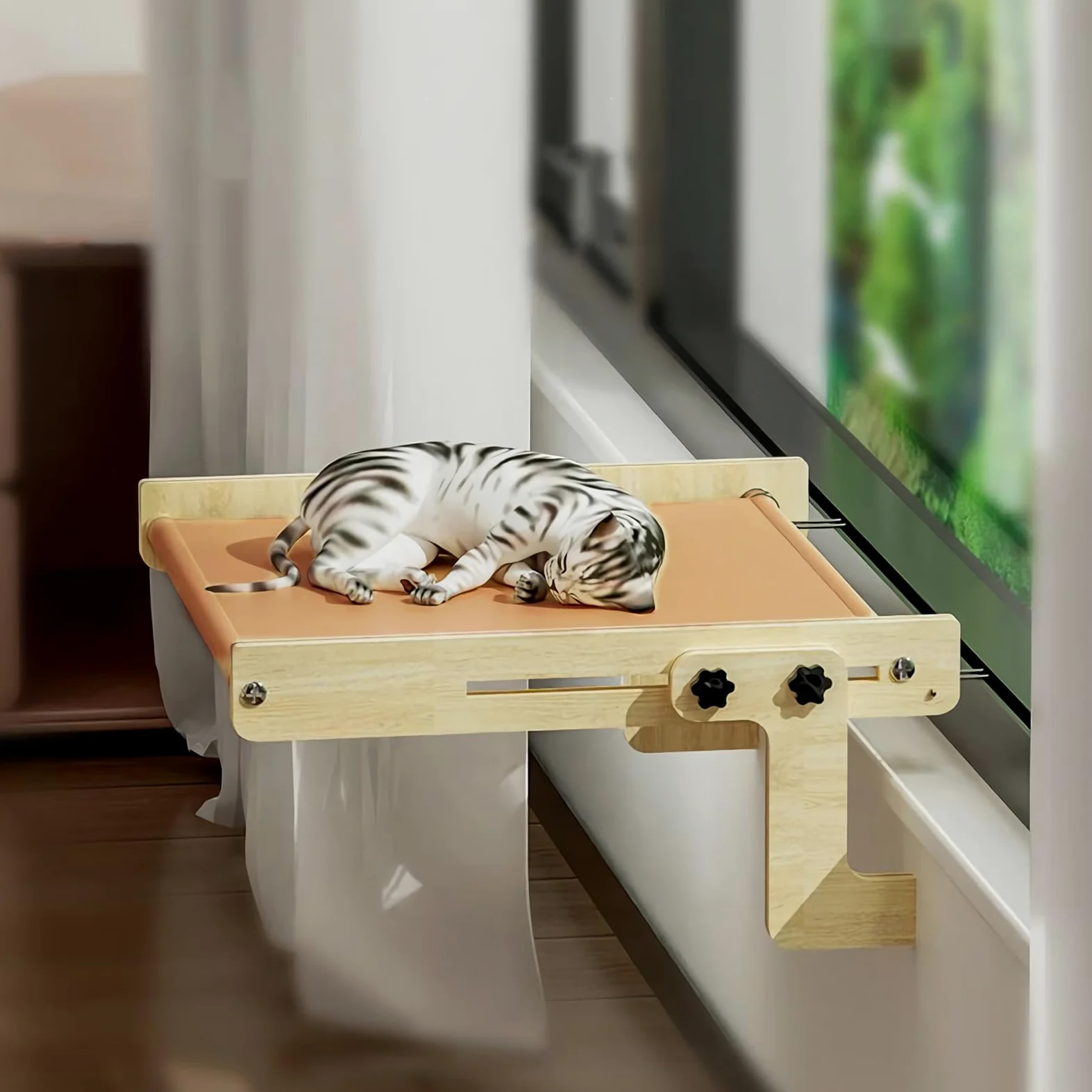 Amaca Per Gatti Da Finestra Legno Senza Foratura Lettino Riposo Per | Posatoio Per Da Davanzale Per I Proprietari Di Gatti Casa Appartamento Ufficio Camera Da Studio Balcone