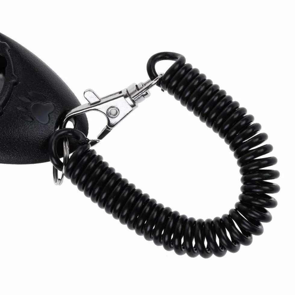 3 pezzi Clicker per Cani,Clicker Professionale con Bracciale a Molla per Educazione Cani, Nero