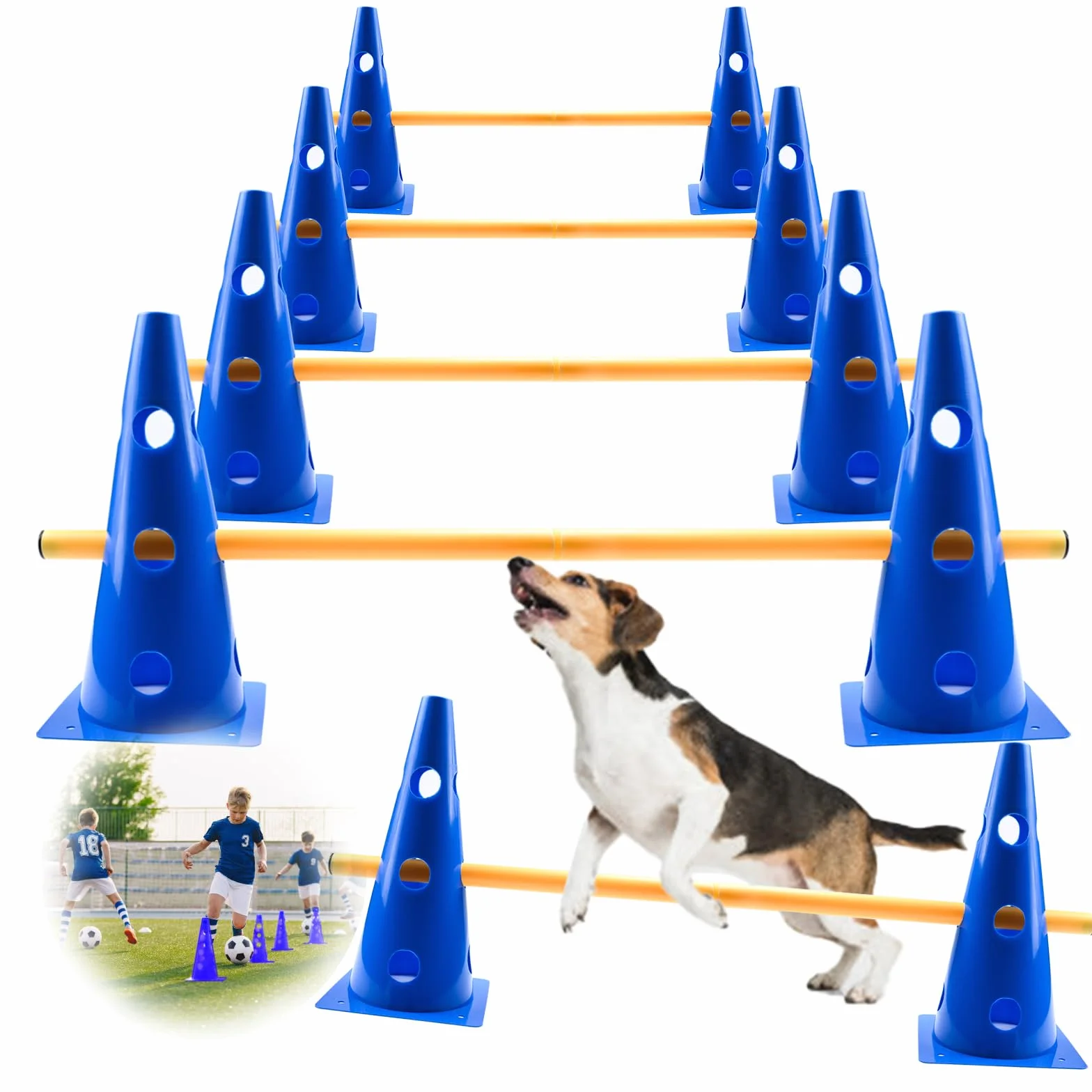 Set Cavaletti Agility per Cani Piccola Taglia, Ostacoli Regolabili 23 cm x 80 cm