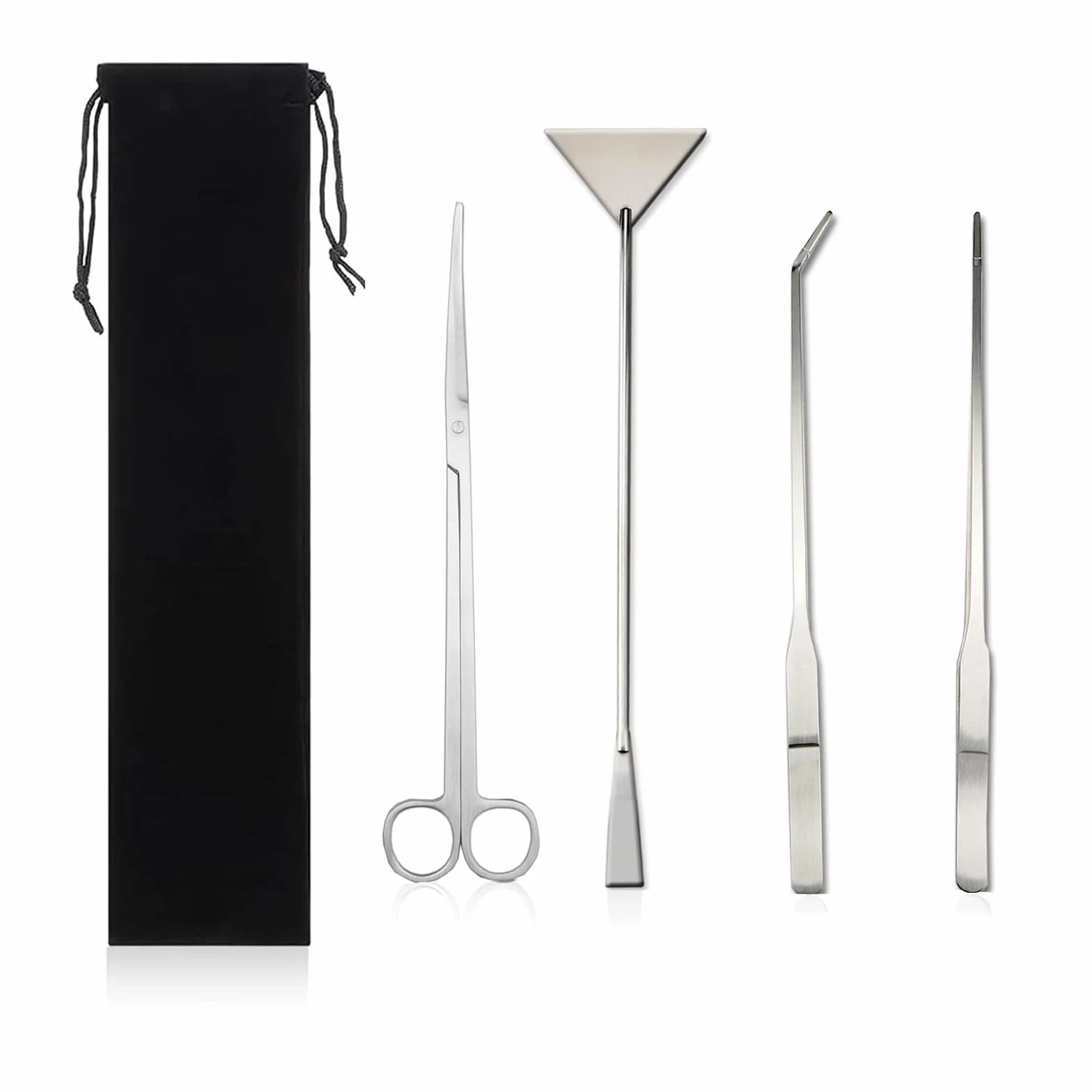 4 in 1 Attrezzi per Acquario Kit, Acciaio Inox Pulizia Acquario Kit Includere Raschietto, Pinzette e Forbici, Accessori per La Pulizia di Acquari per la Pulizia di Pesci e Piante Acquatiche