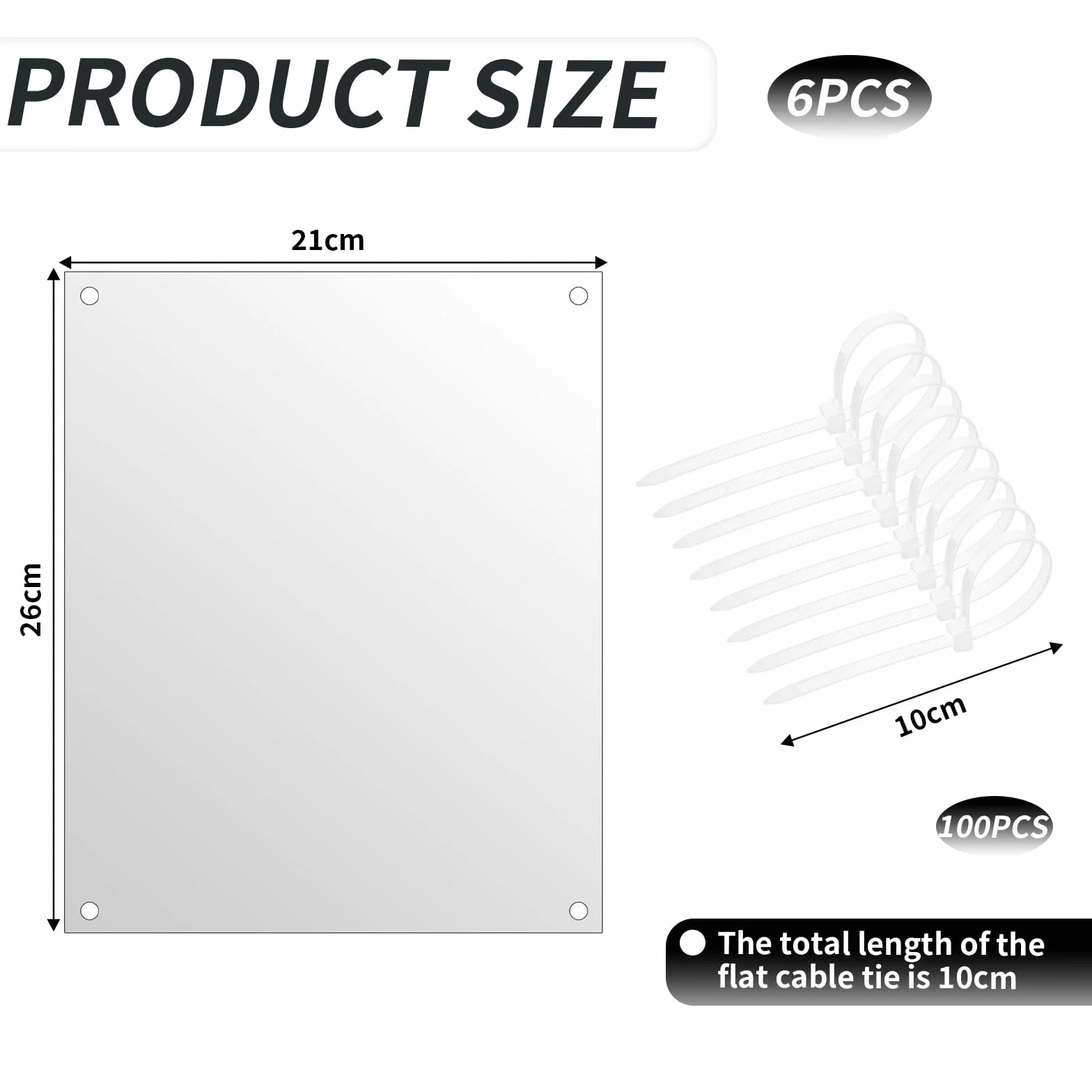 Protezioni per Urine per Gabbie, 6 Pezzi Trasparenti Protezione per Gabbie per Gabbie 26 x 21 cm Rivestimento Laterale per Porcellini con 100 Fascette per Conigli Porcellini d'India Criceti e Recinti