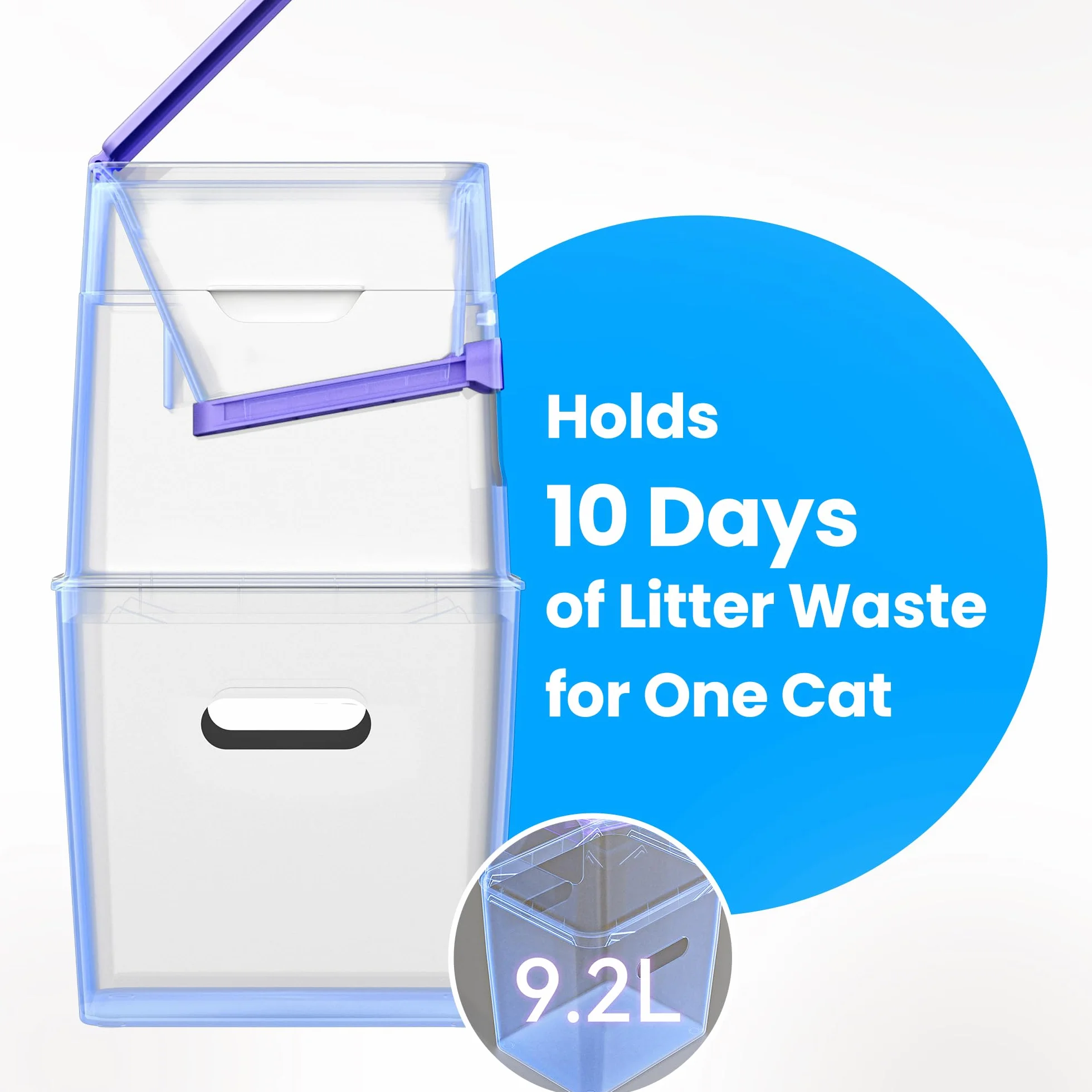 Neakasa PooGuard, cestino per lo smaltimento della lettiera, 9,2 l, per lettiera per gatti, rifiuti e pannolini, con finestrella di visualizzazione, apertura più ampia e sacchetto di ricarica per 4