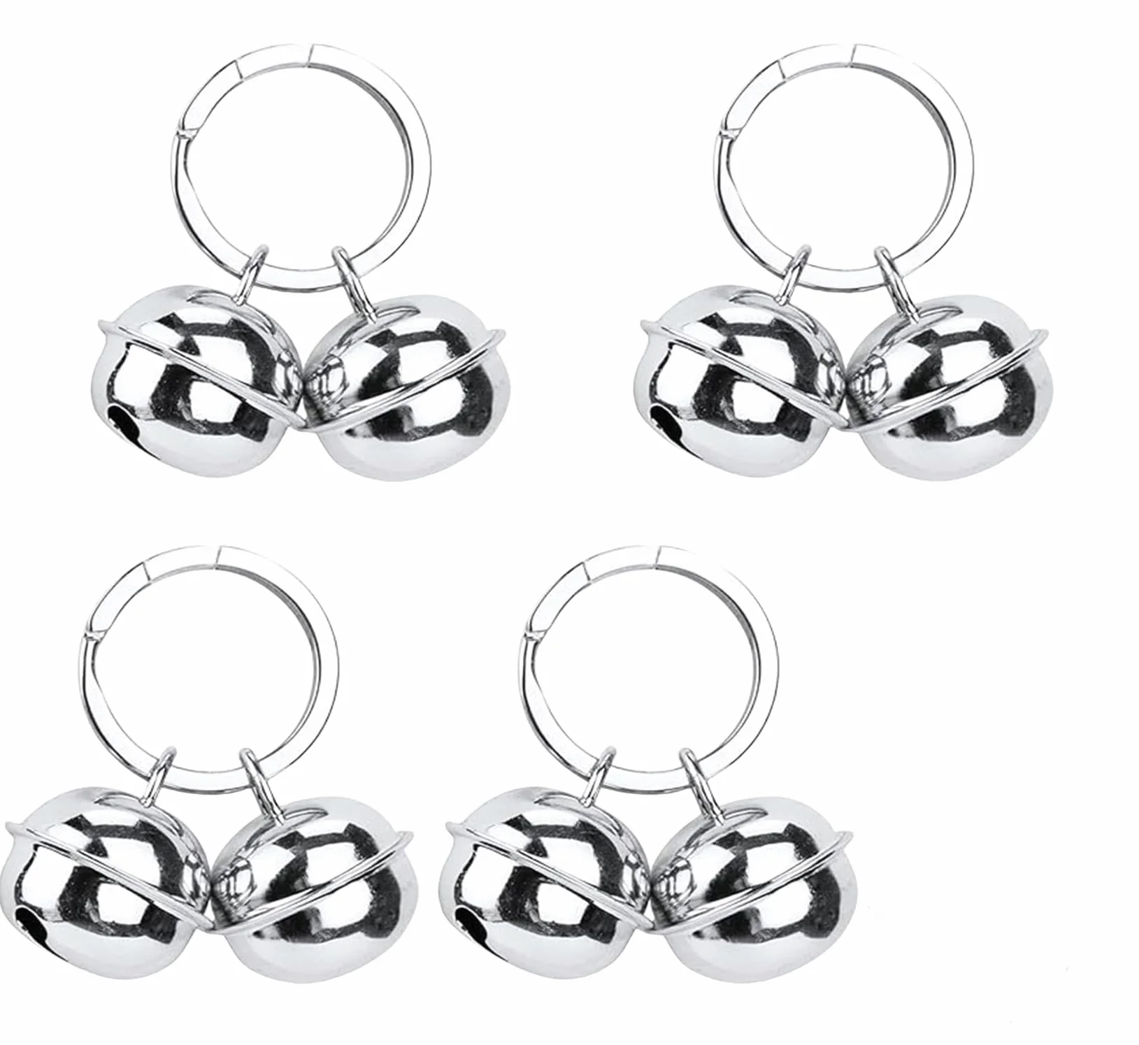 Campanelli per Collari per Cani e Gatti, 4 Set Campanelli Extra Rumorosi per Collari, Collare Papillon per Cani con Campanello che Suona, Silvery
