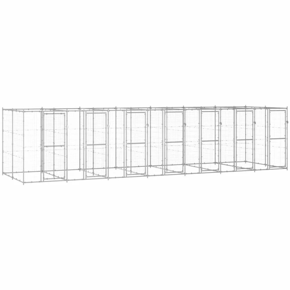 vidaXL Gabbia per Cani da Esterno in Acciaio Zincato 16,94 m²