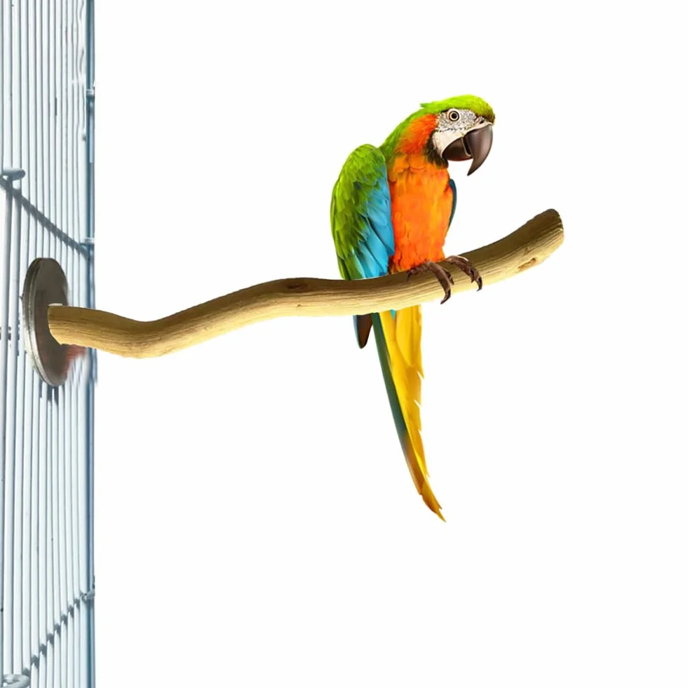Posatoi per Uccelli, Posatoi per Pappagalli, Posatoi in Legno, 4 Pezzi Legno Natural per Parrot, Legno di Pappagallo, Adatto per Fringuelli, Canarini, Pappagalli, Calopsitte, Parrocchetti