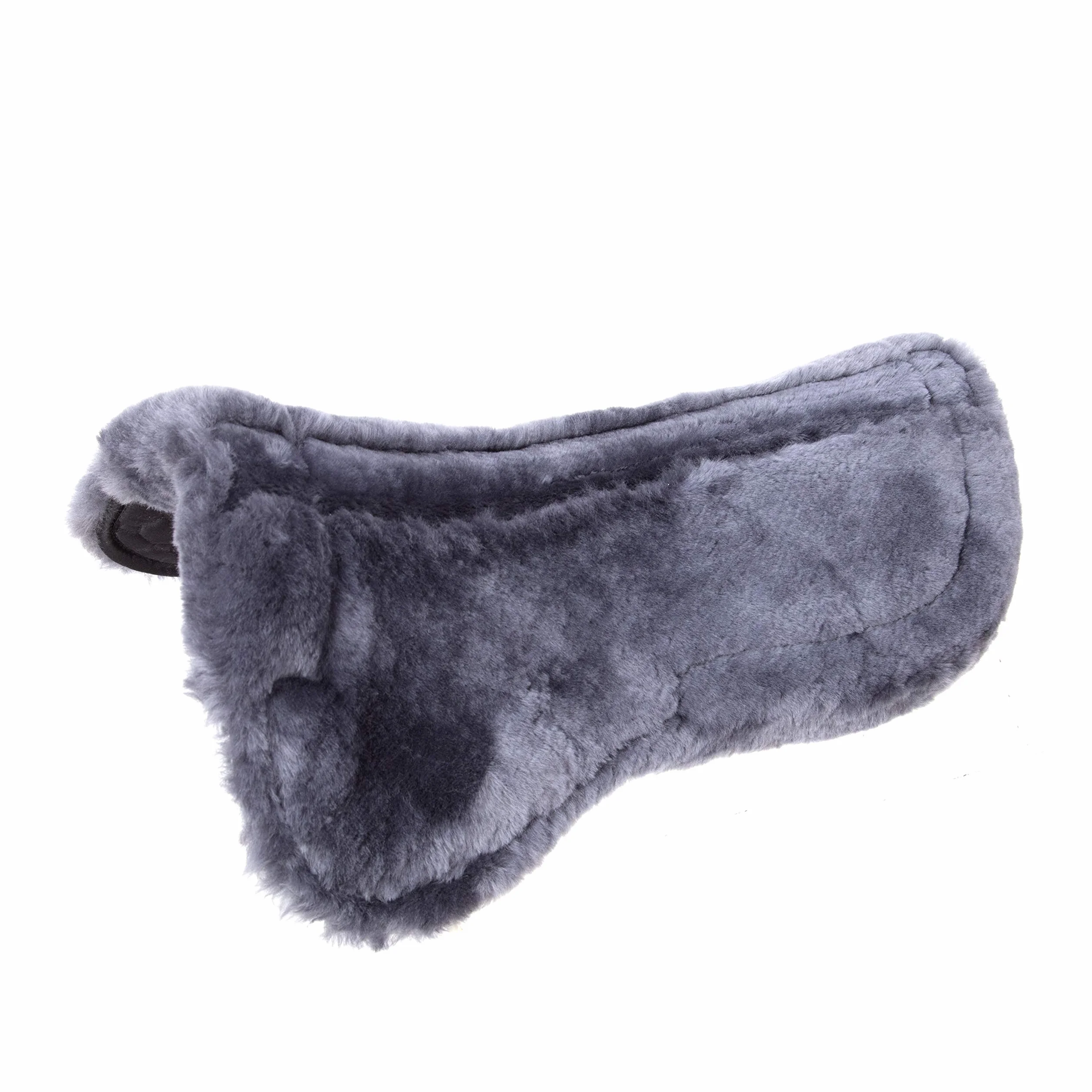 Cuscino per sella in pelliccia di agnello, con bordo in pelliccia, completamente foderato, in pelliccia di agnello, senza colonna vertebrale (media (56 cm), nero)