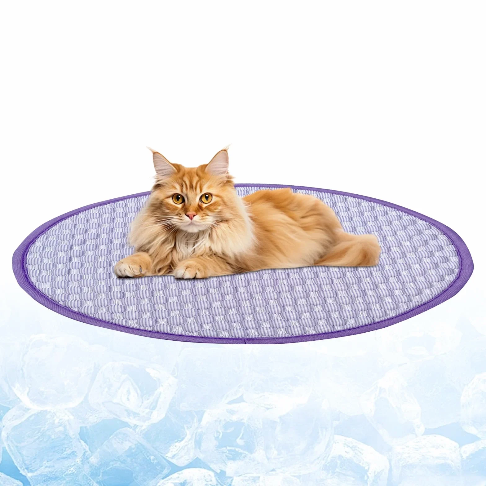Girare Tappetino Rinfrescante per Gatti 40 cm, Cuccia Lavabile in Seta di Ghiaccio, Pieghevole, Viola