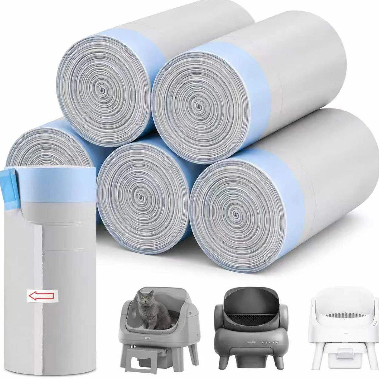 120 sacchetti per lettiera per gatti Neakasa e PetPivot aperti autopulenti per lettiera per gatti, extra spessi e resistenti, senza profumo, 68,6 x 33 cm, contiene 10 kg